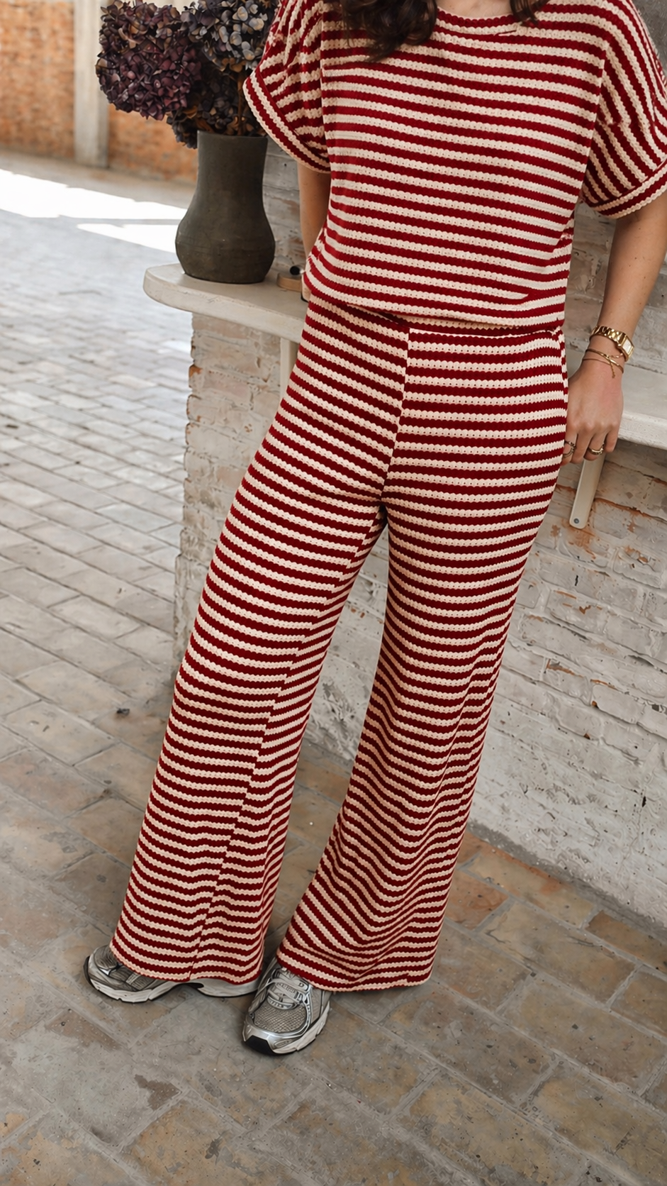 Stripe Broek - Bordeaux