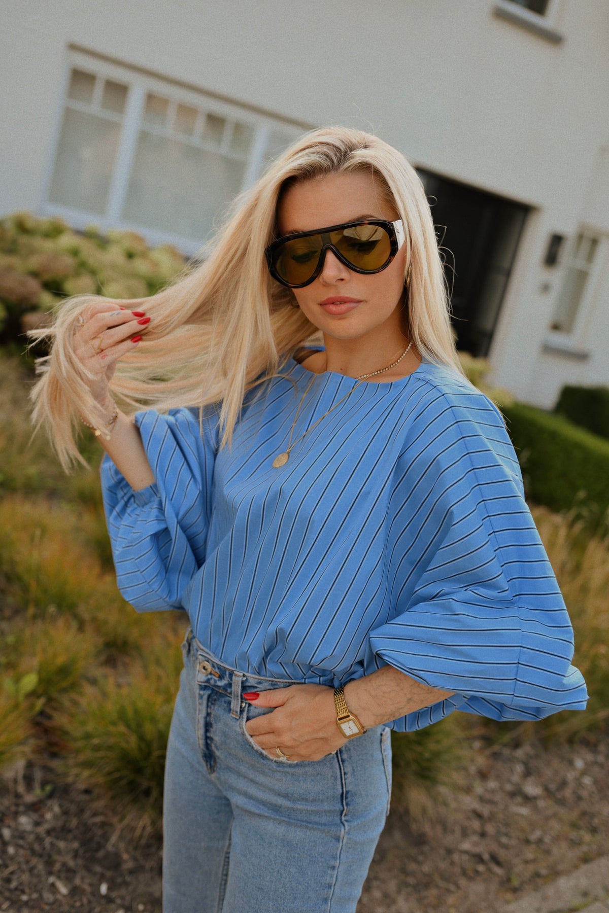 Nette Striped Blouse - Blauw