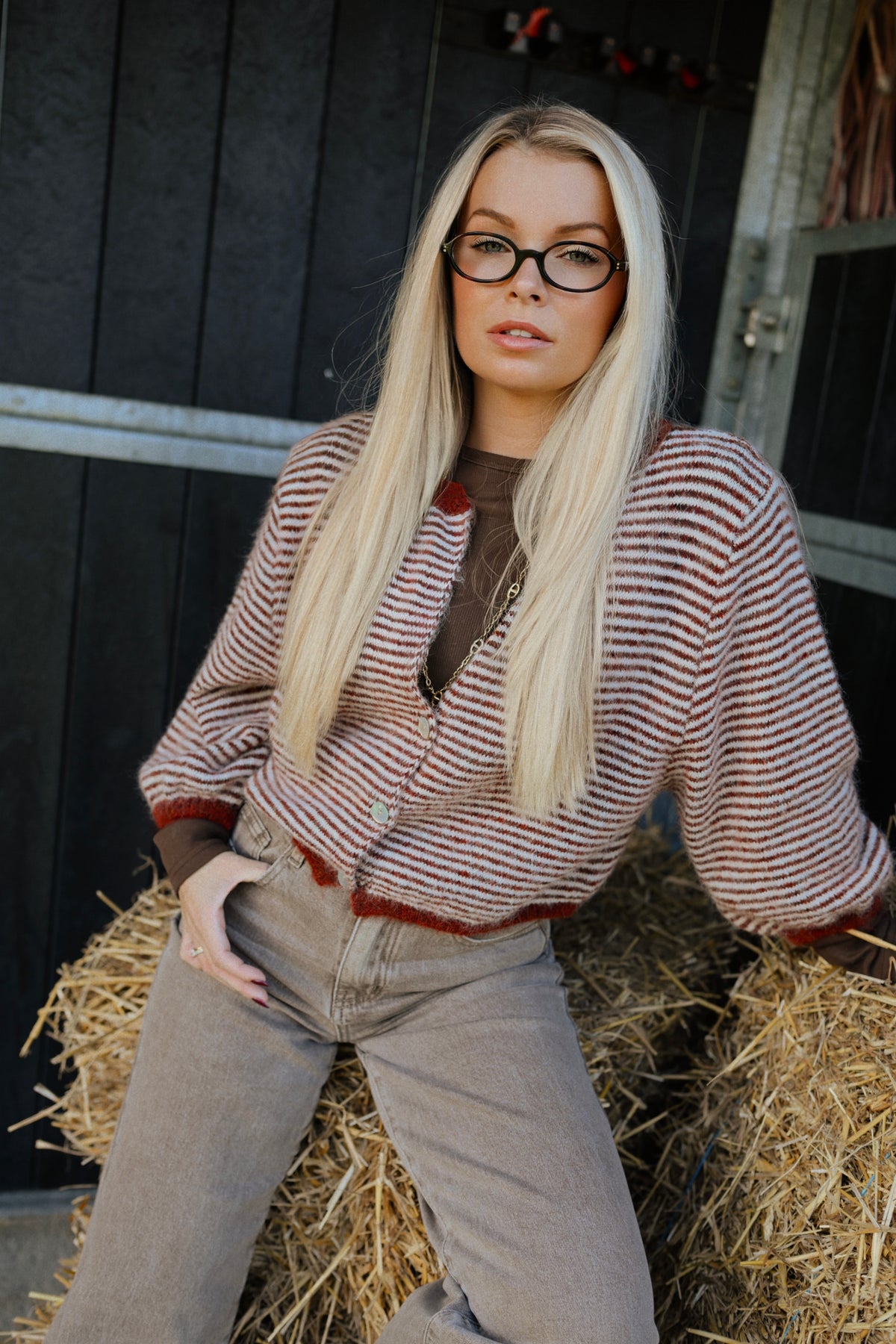 Henri Striped Gilet - Roest