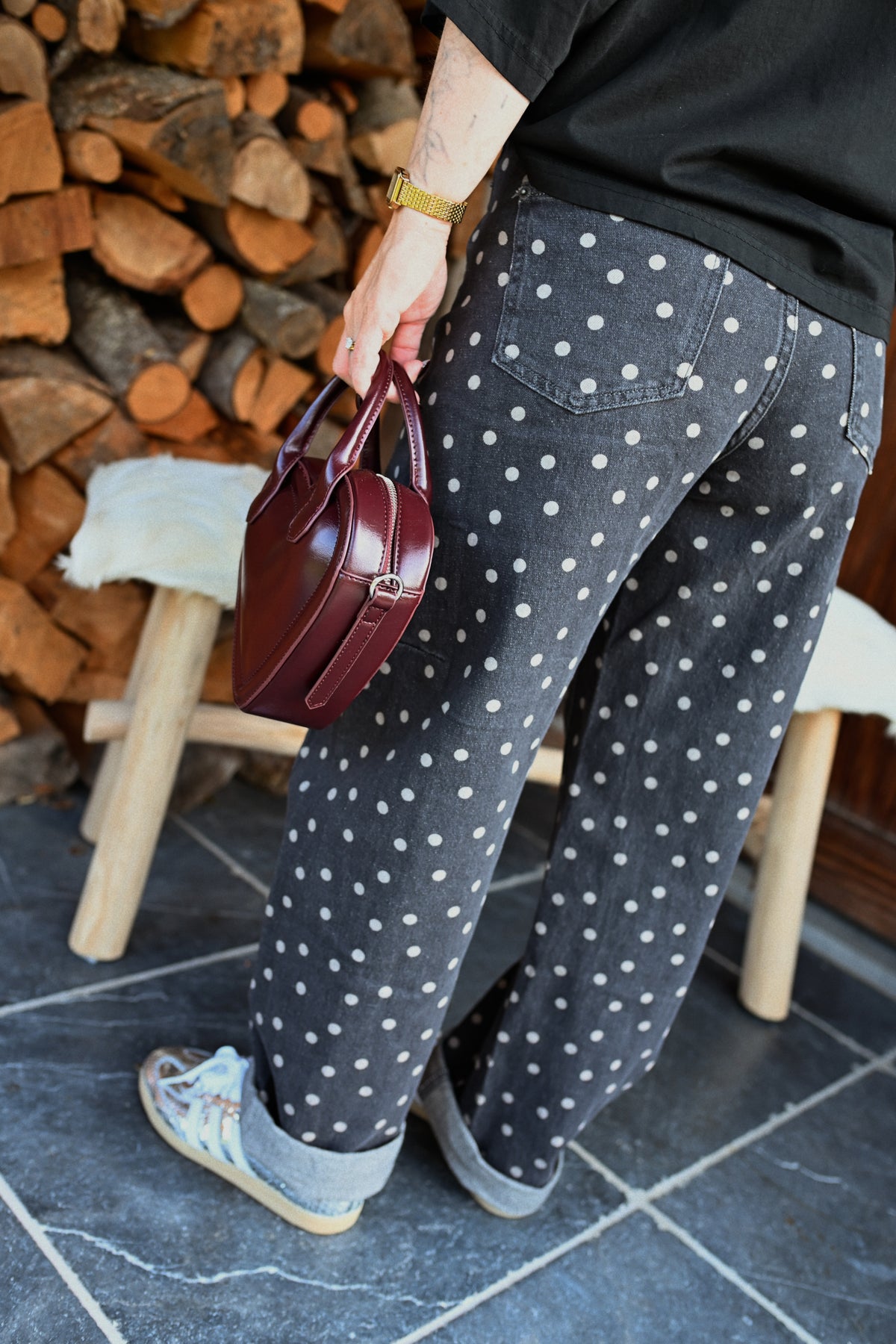 Polkadot Barrel Jeans - Grijs