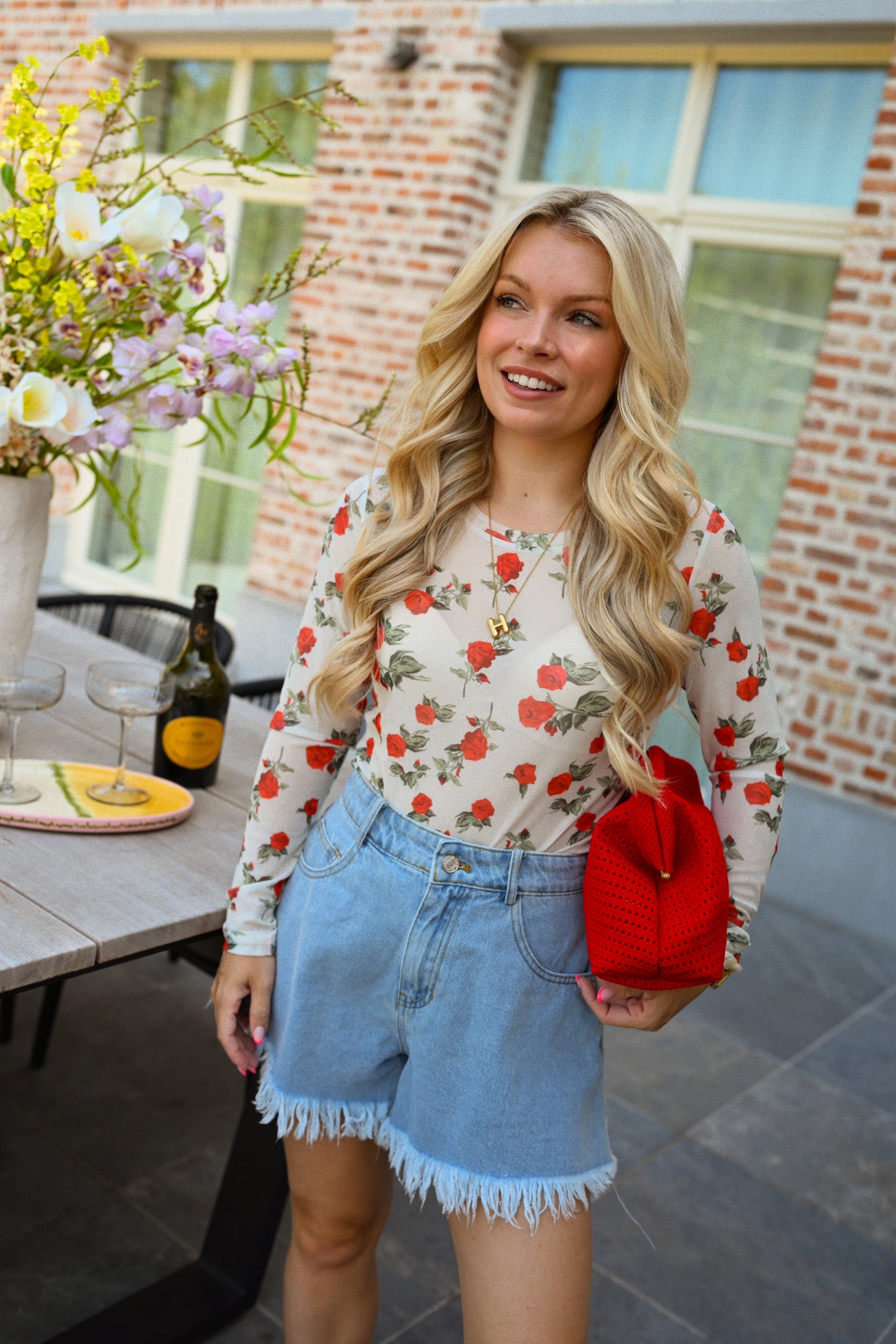 Rose Mesh Top - Wit