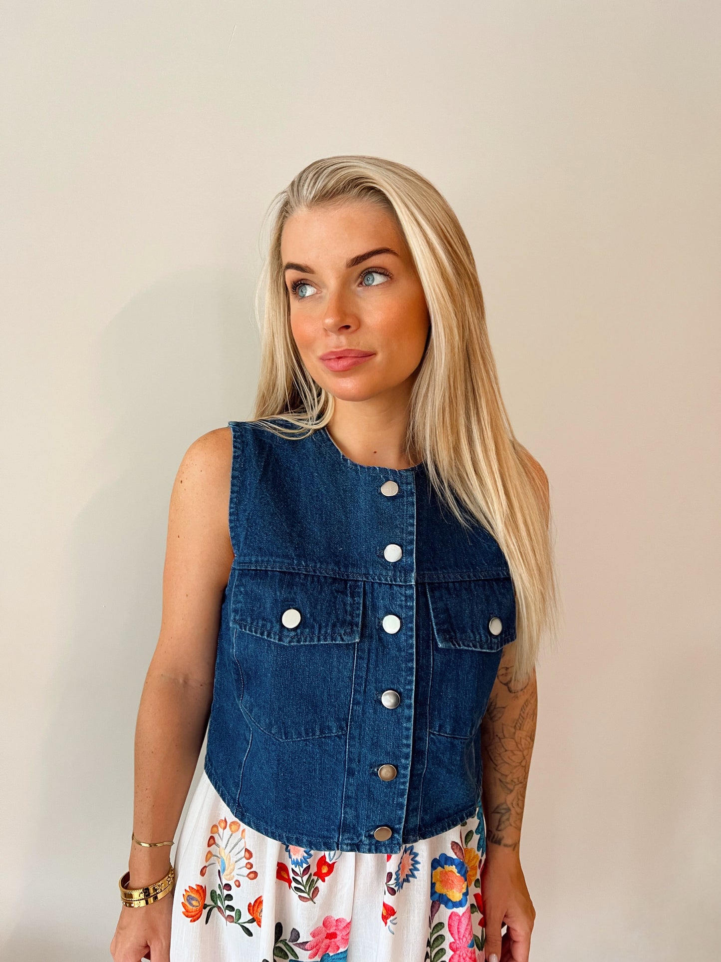 Denim Top June Donkerblauw