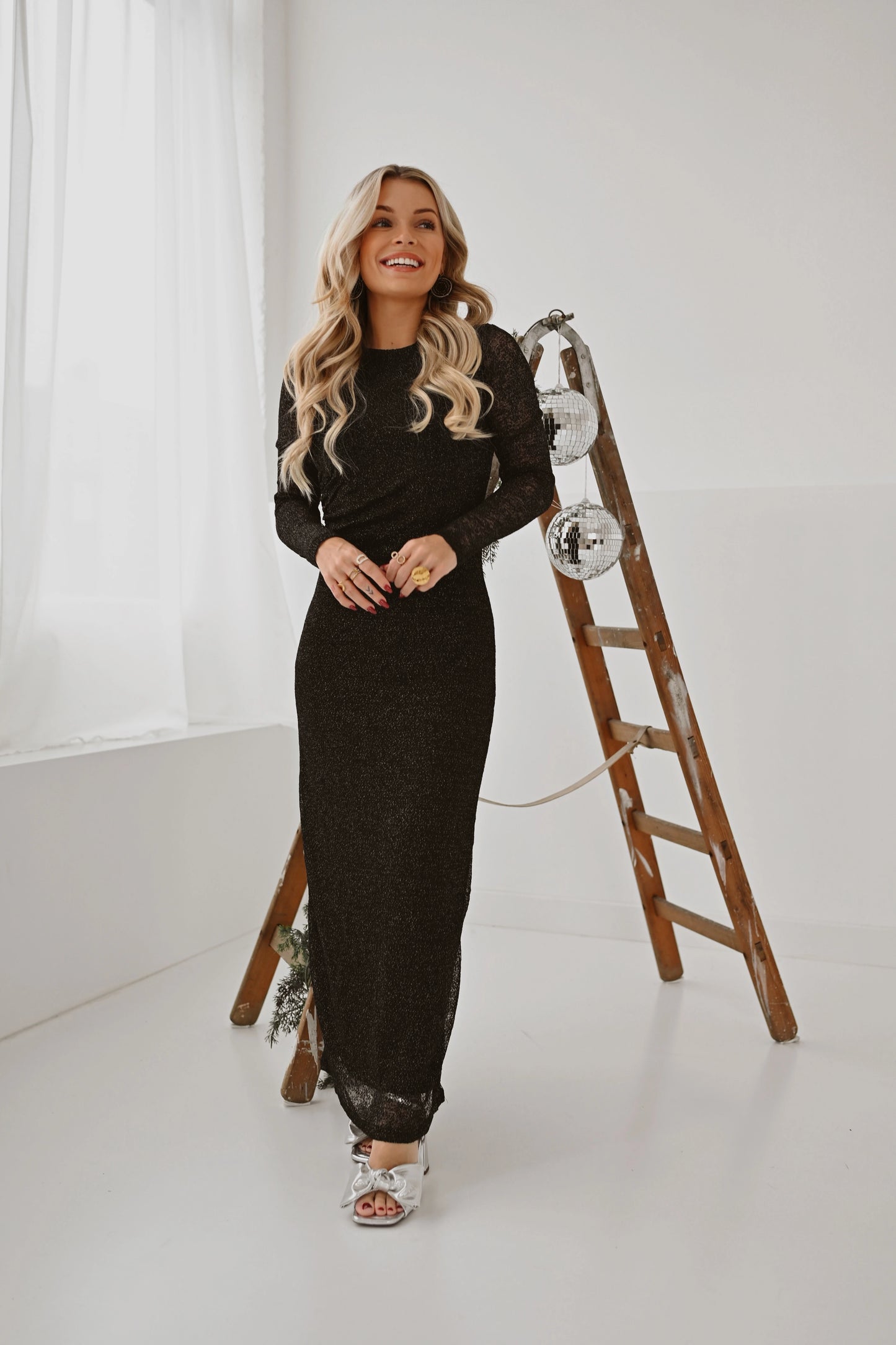 Maxi Glitter Dress Noe Zwart (Last one!)