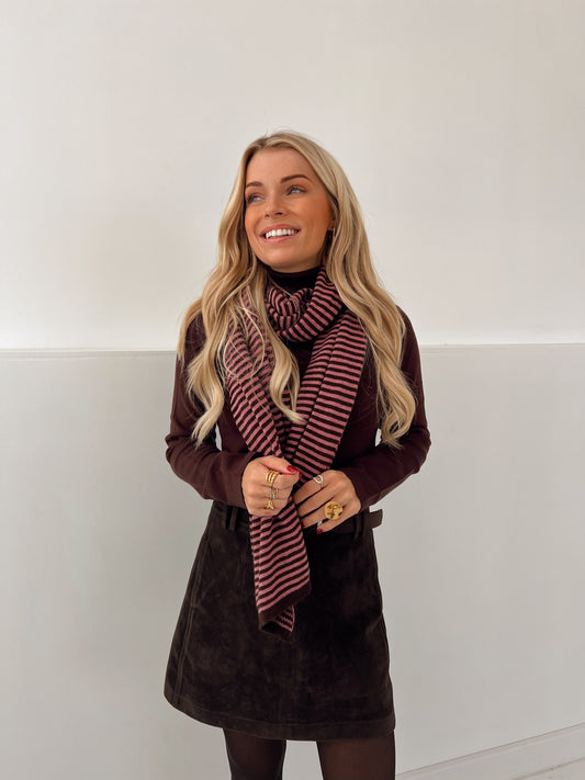 Cashmere Stripe Sjaal Bruin/Roze