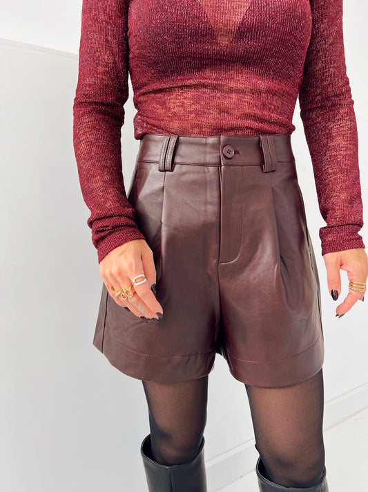 Leatherlook Short Roxanne Bordeaux