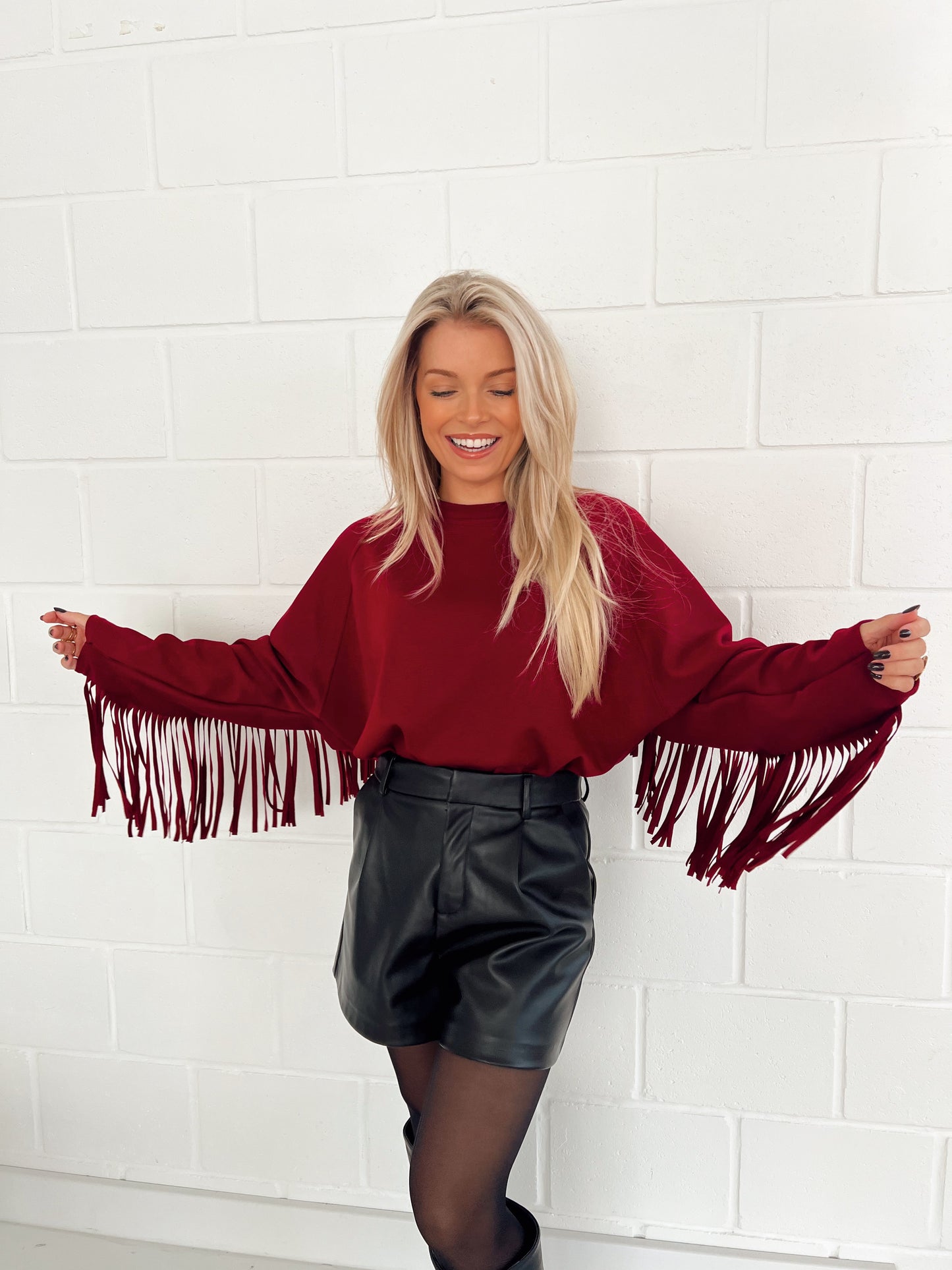 Fringe Sweater Bordeaux