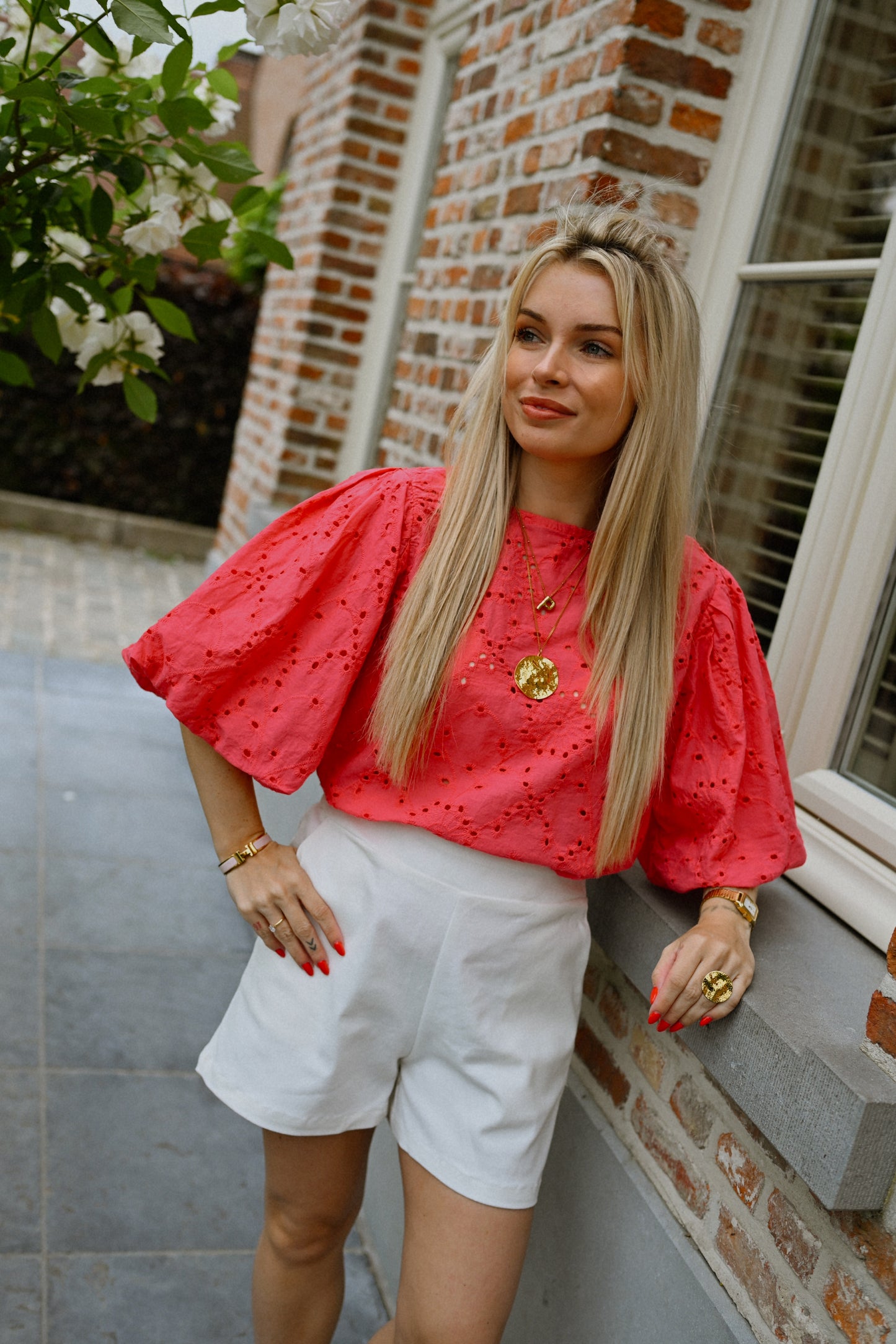 Lorie Broderie Blouse - Fuchsia