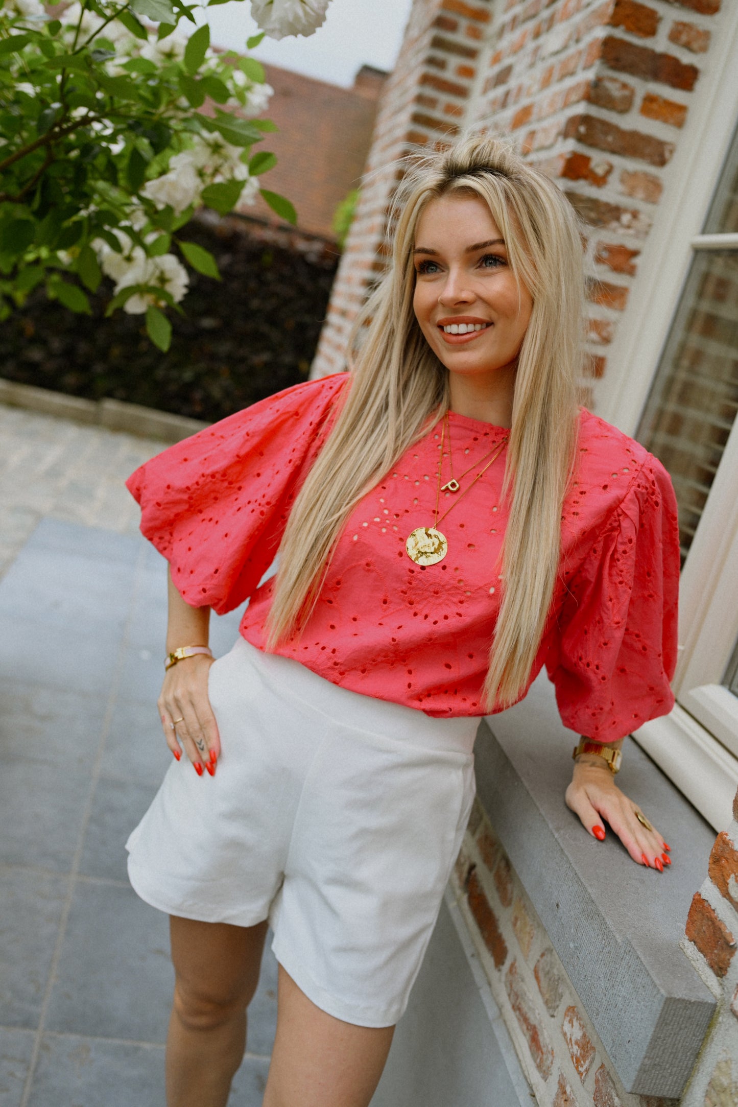 Lorie Broderie Blouse - Fuchsia