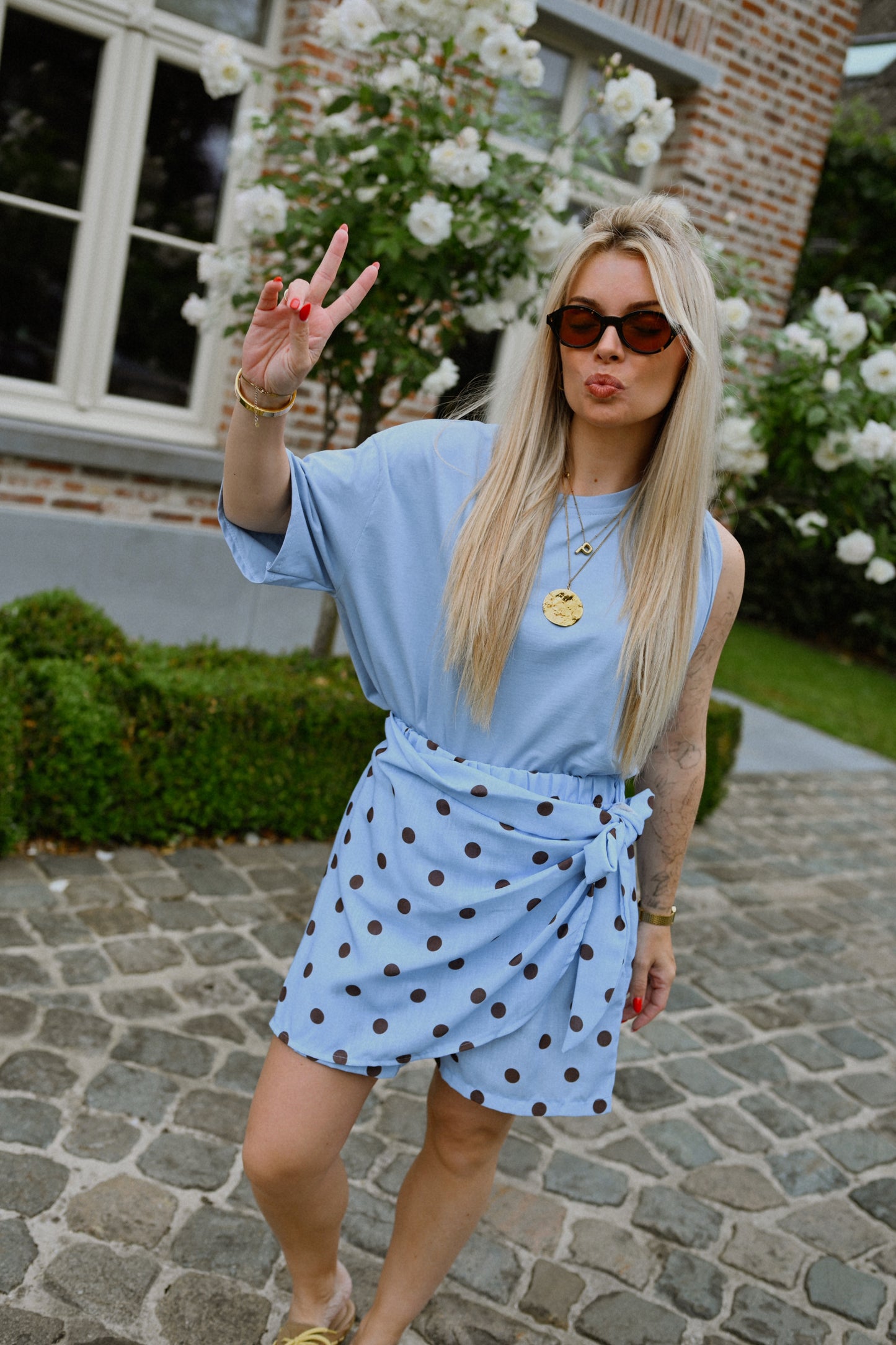 Polkadot Skort - Blauw