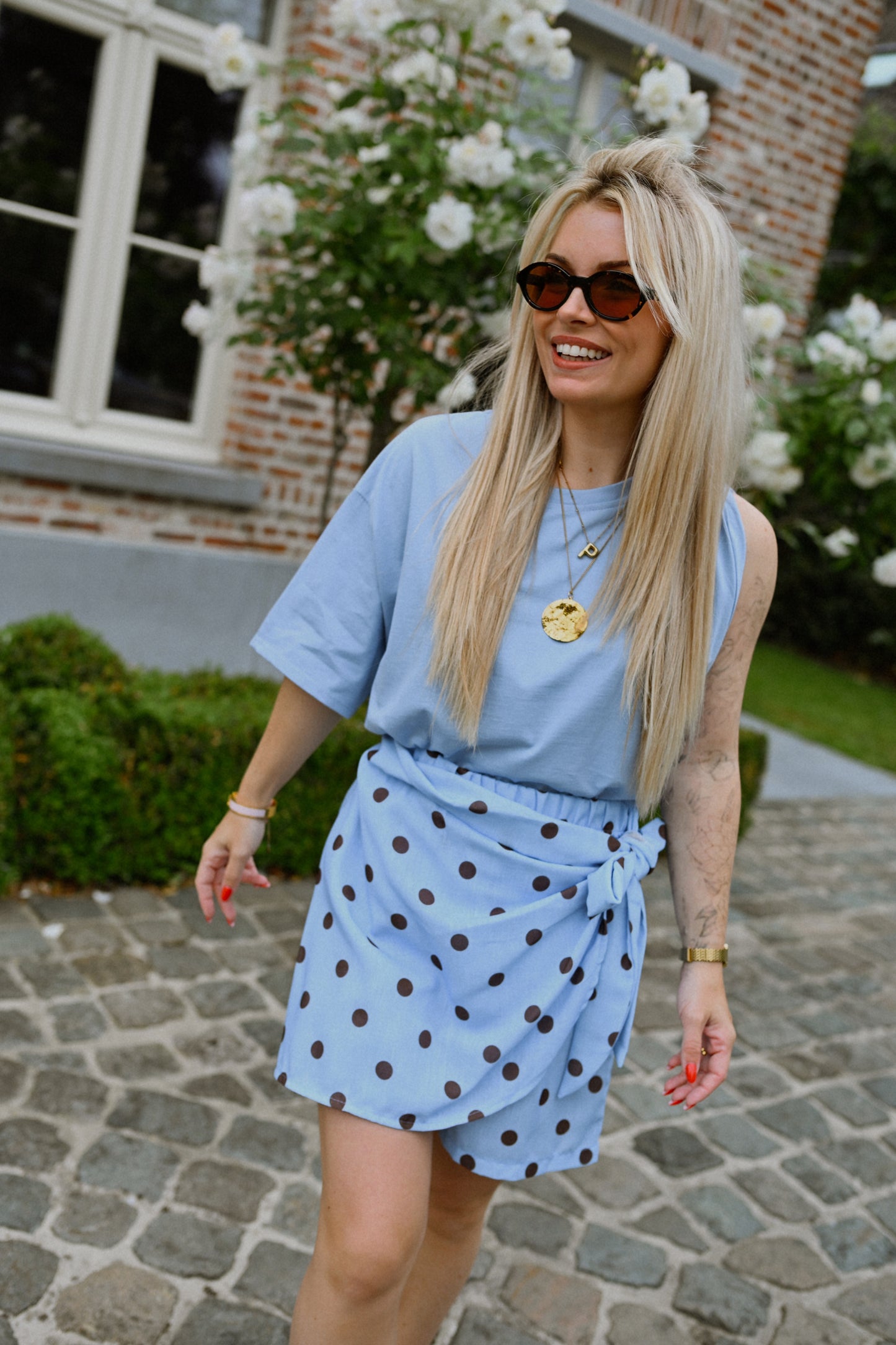 Polkadot Skort - Blauw
