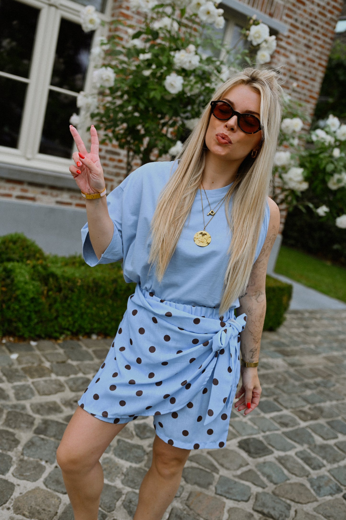 Polkadot Skort - Blauw