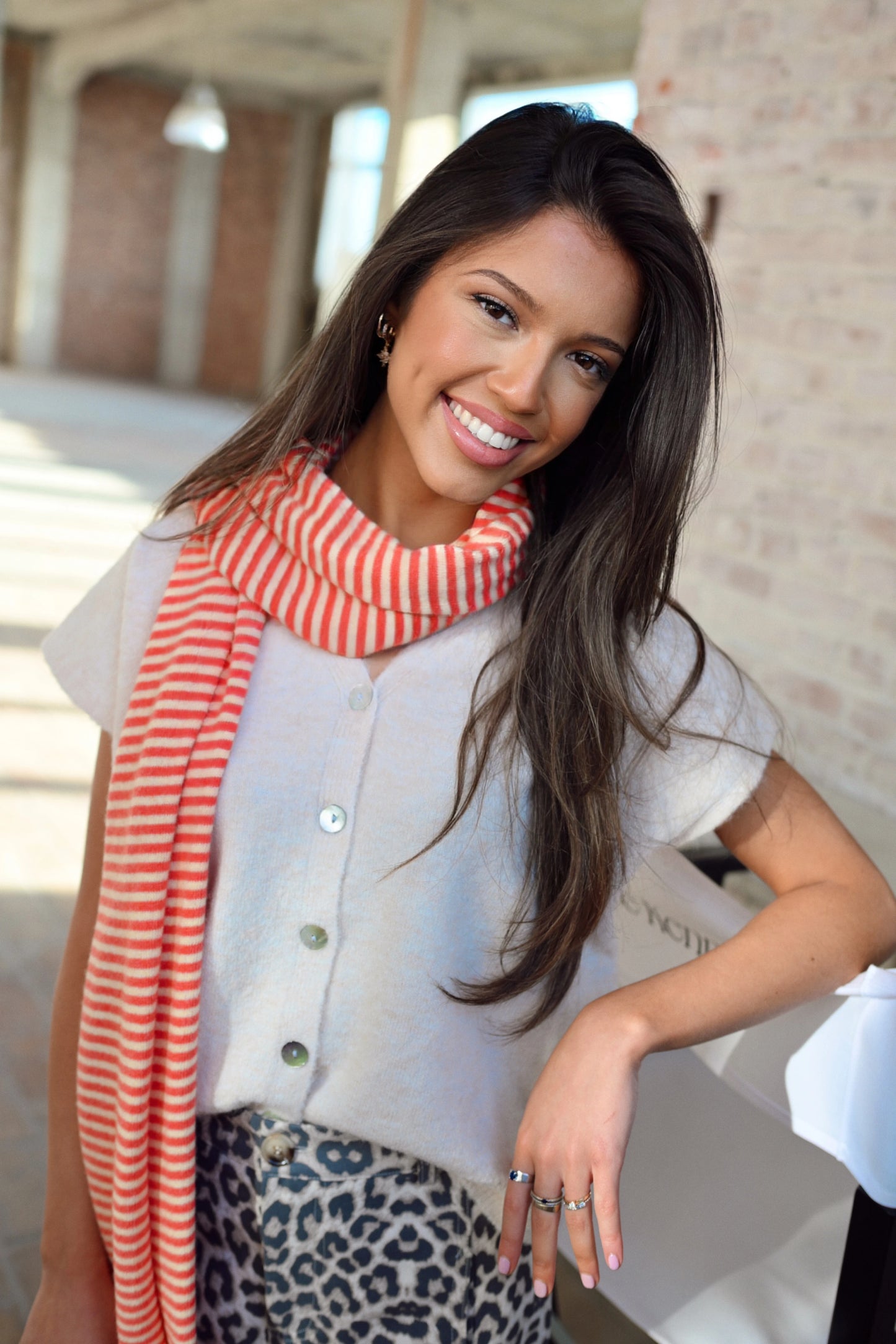 Cashmere Stripe Sjaal - Oranje/Beige (Last one!)
