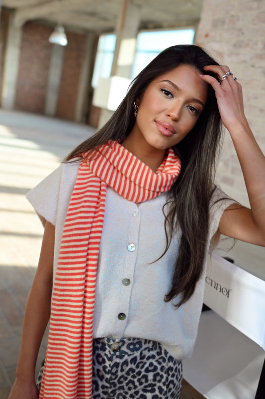 Cashmere Stripe Sjaal - Oranje/Beige (Last one!)