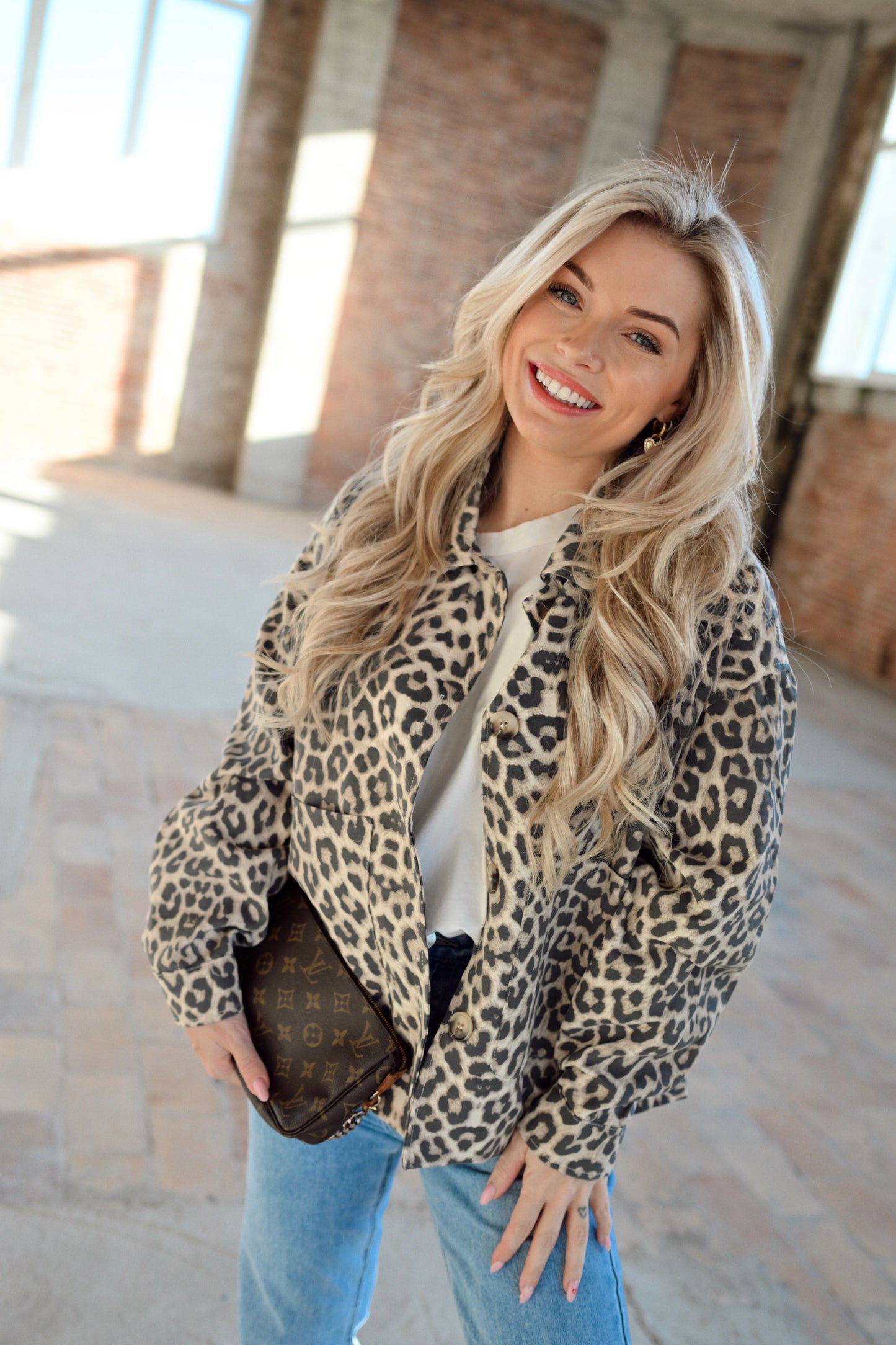 Camille Leopard Vest - Beige