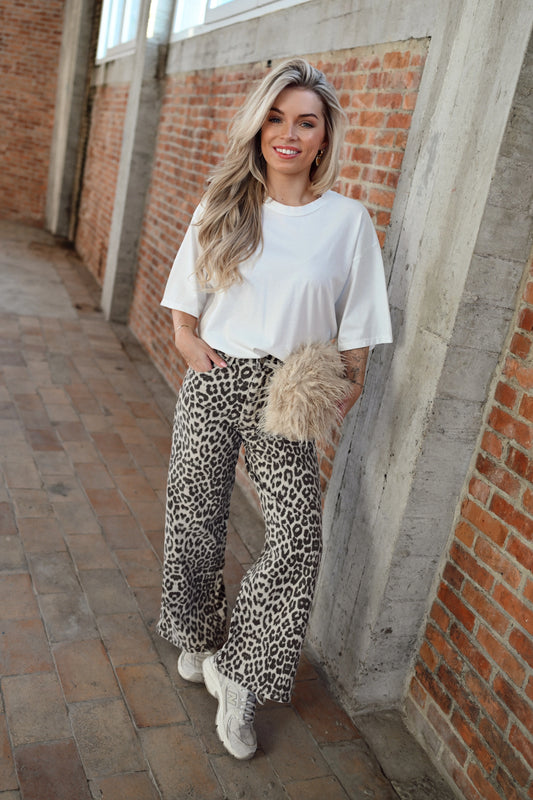 Leopard Denim Jeans - Beige (Last one!)