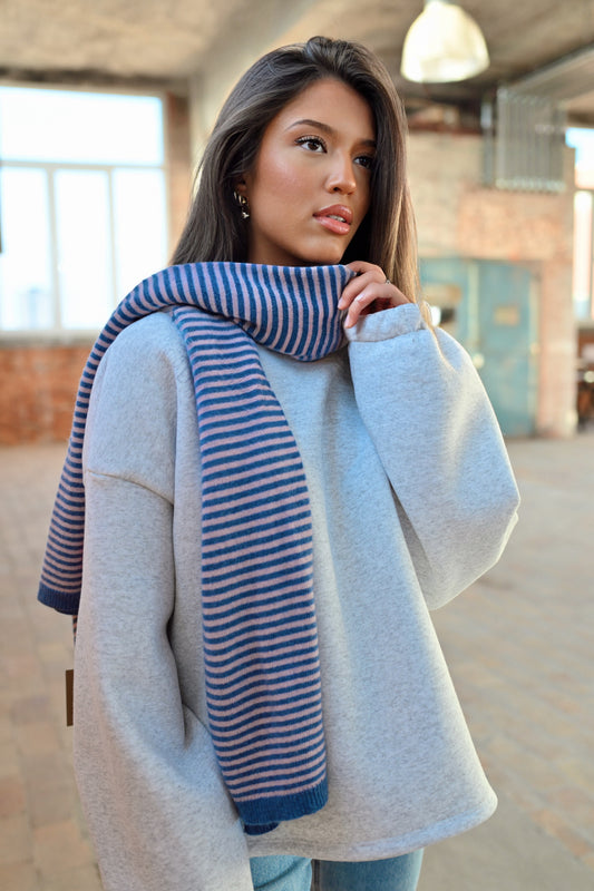 Cashmere Stripe Sjaal - Roze/Blauw