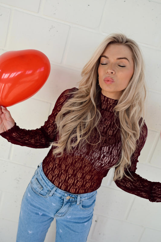 Jacqueline Lace Top - Bordeaux