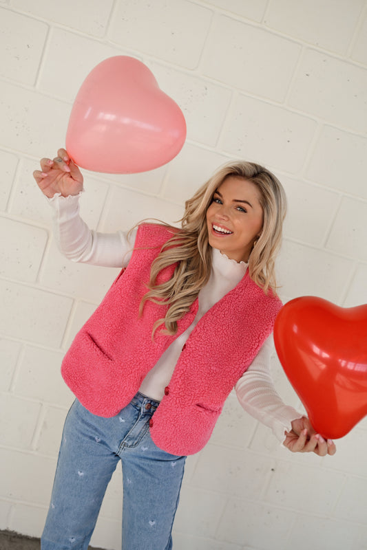 Noa Teddy Gilet - Fuchsia