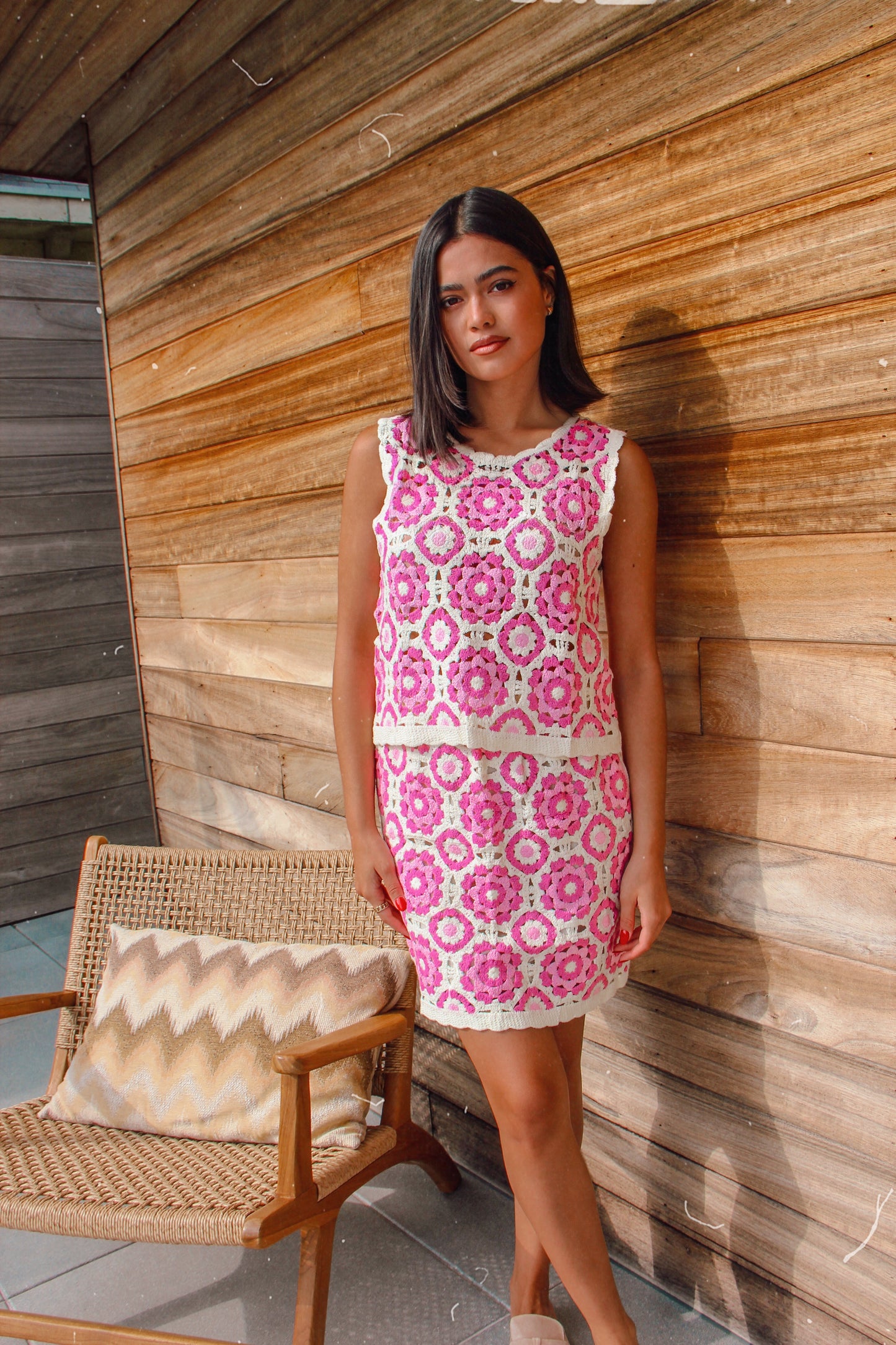 Pink Sunset Crochet Rok