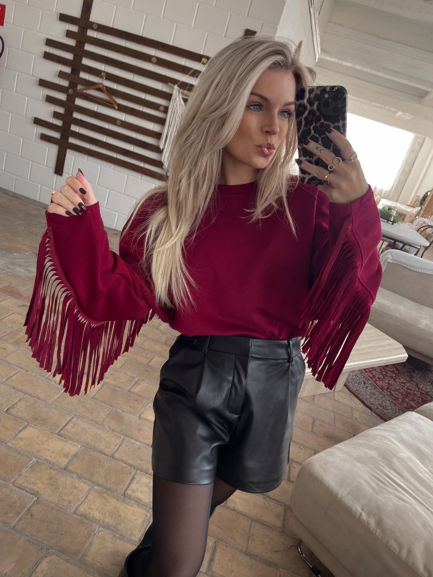 Fringe Sweater Bordeaux