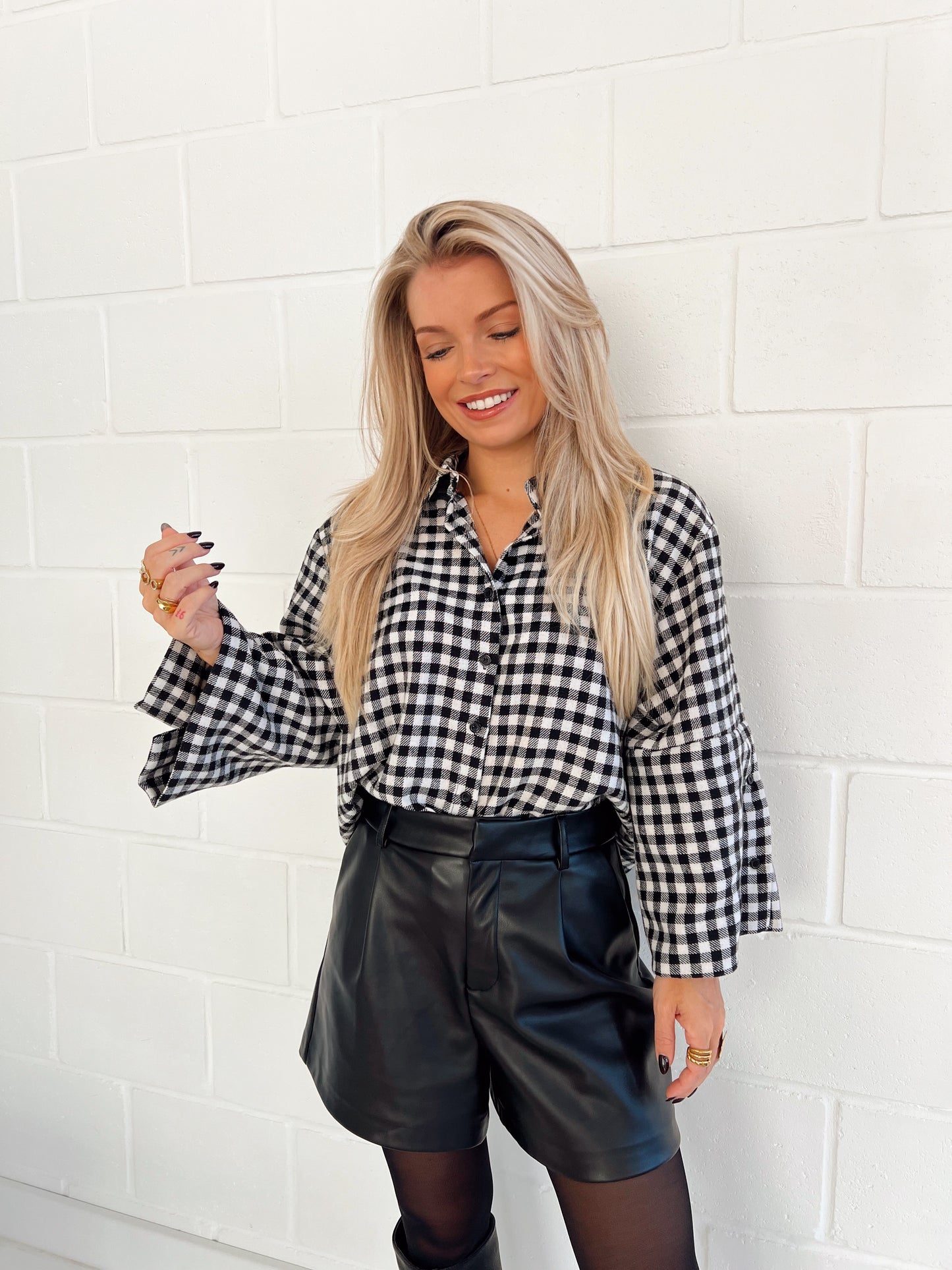 Carreaux Blouse Zwart/Wit