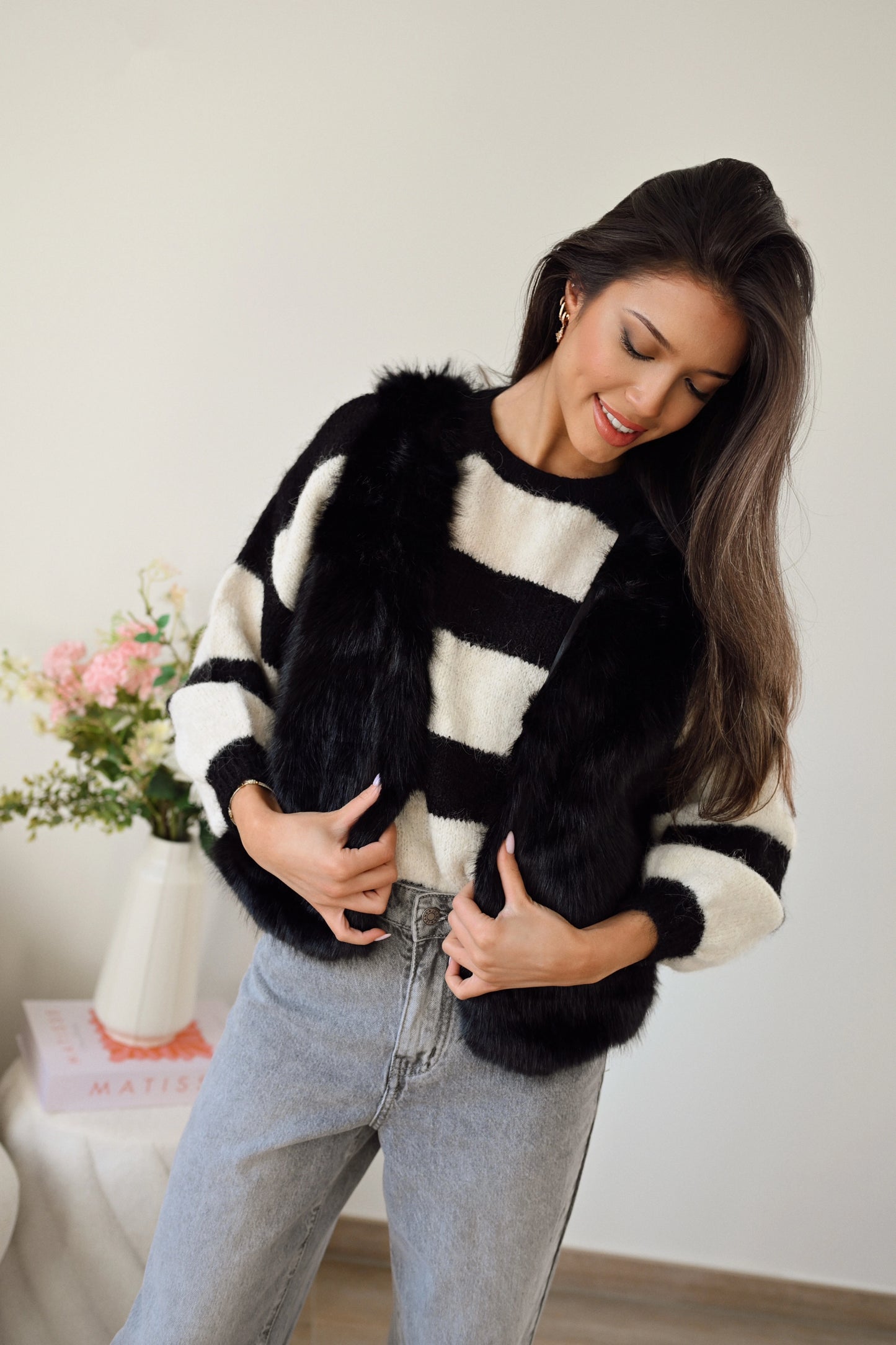 Marie Faux Fur Gilet - Zwart