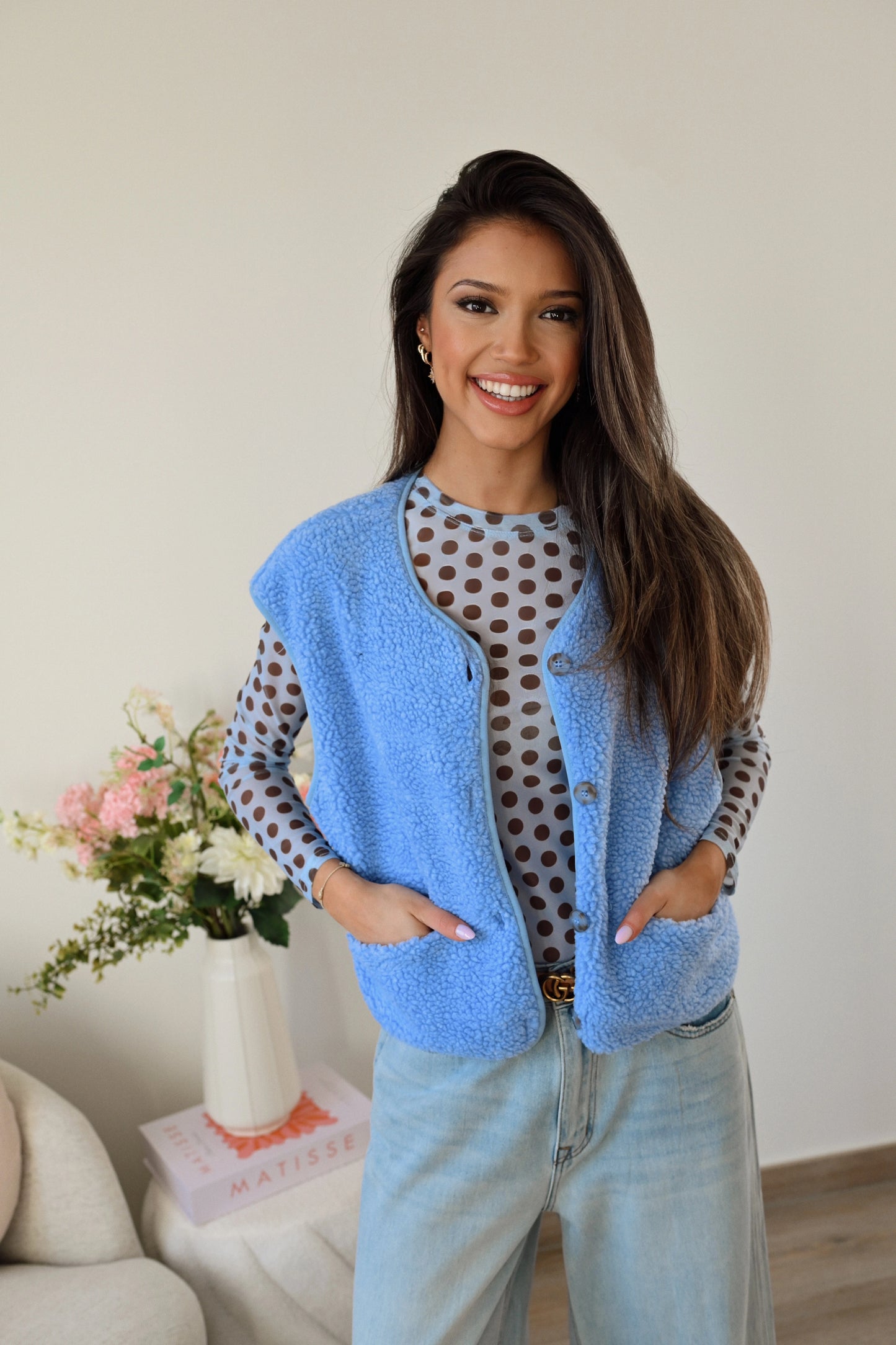 Noa Teddy Gilet - Blauw