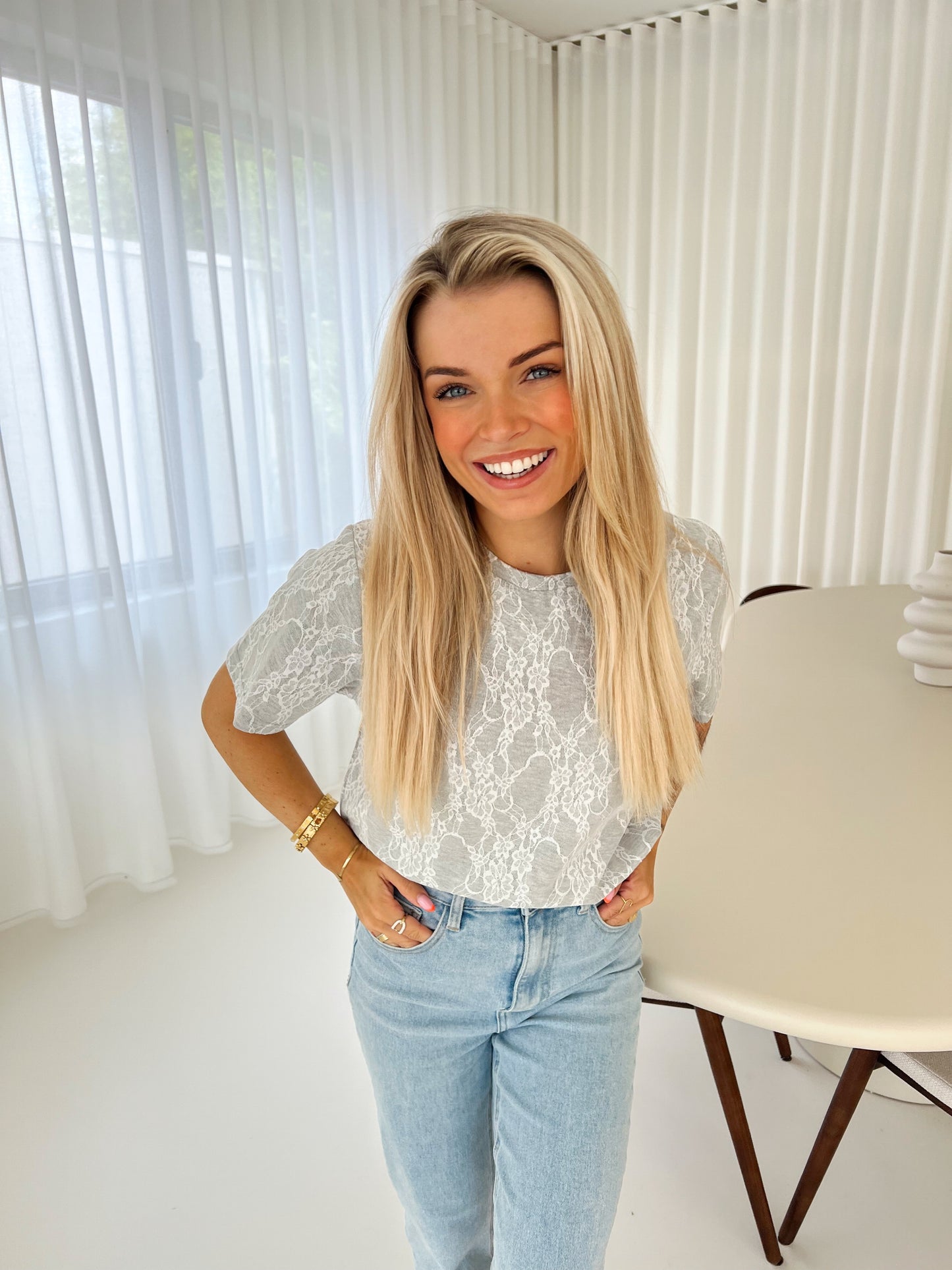 T-Shirt Lace Noortje Gray