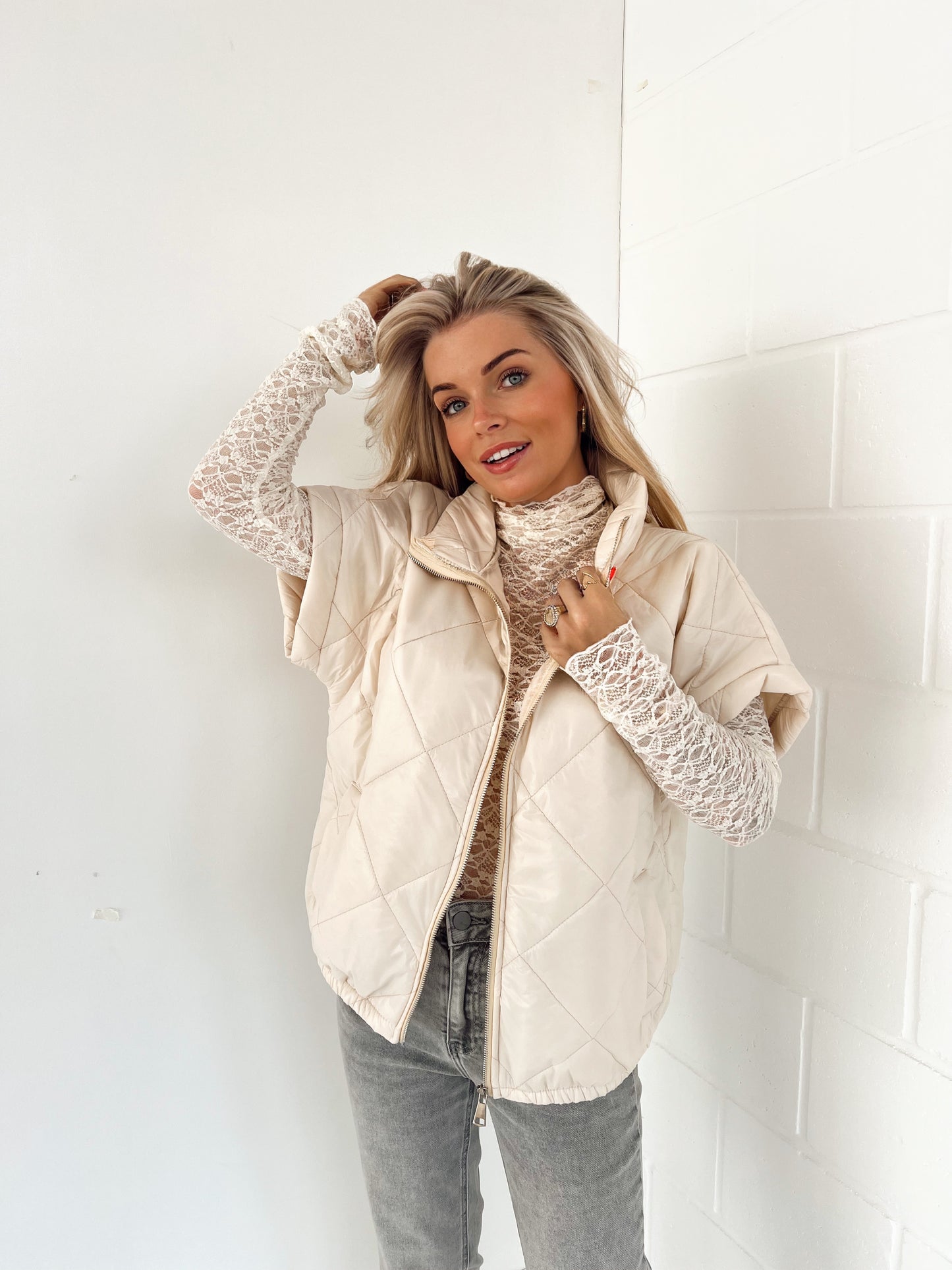 Gewatteerde Vest Ecru