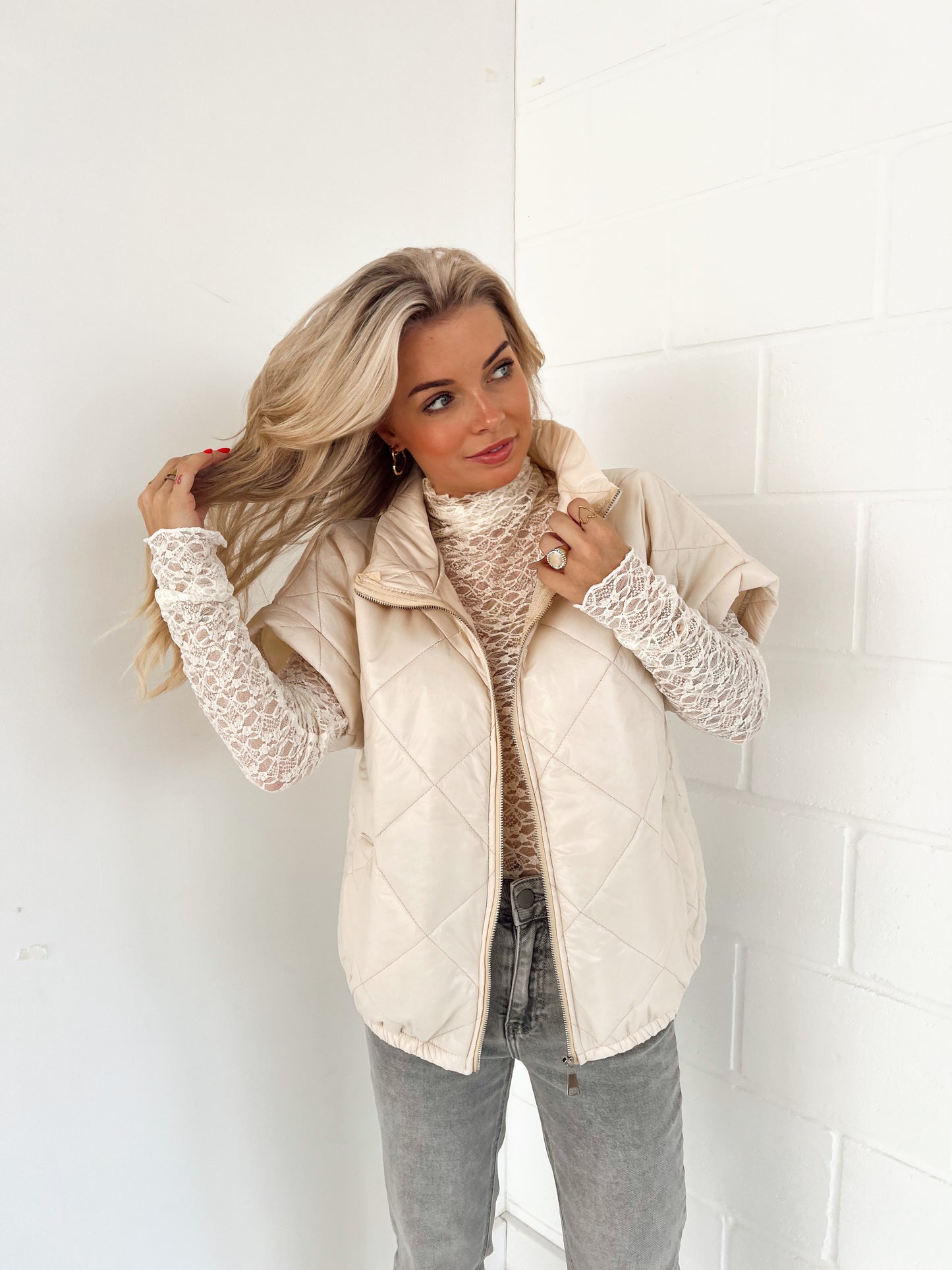 Gewatteerde Vest Ecru