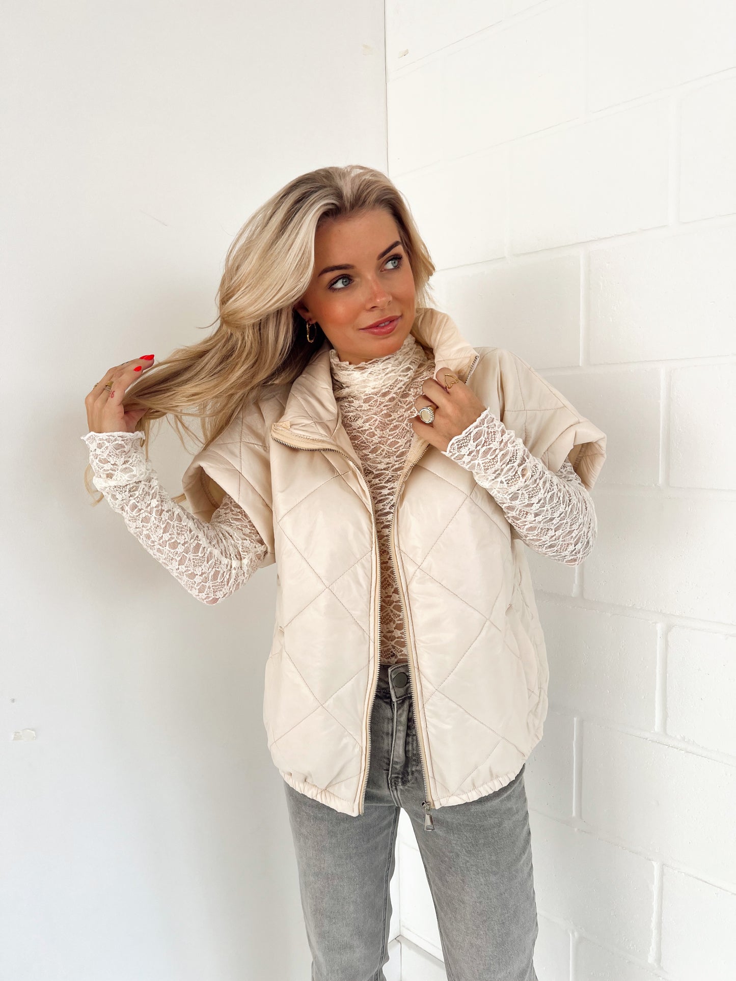 Gewatteerde Vest Ecru