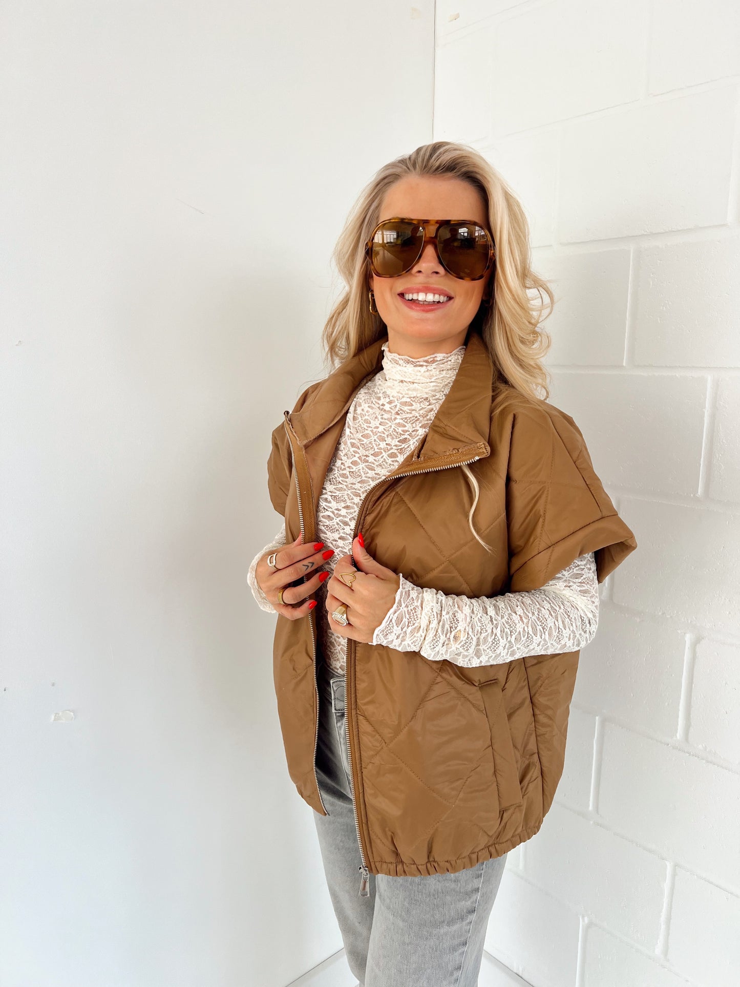 Gewatteerde Vest Camel