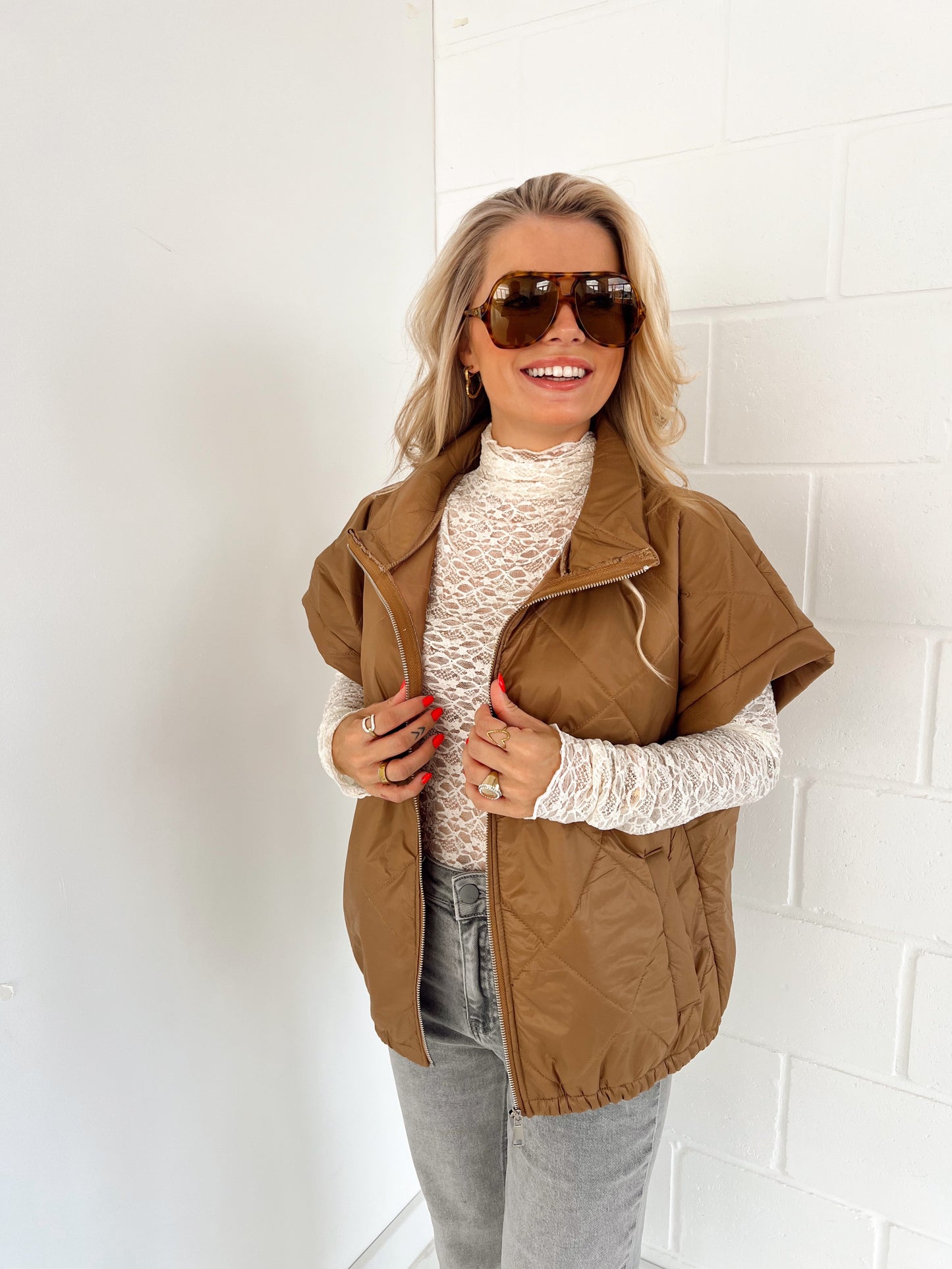 Gewatteerde Vest Camel