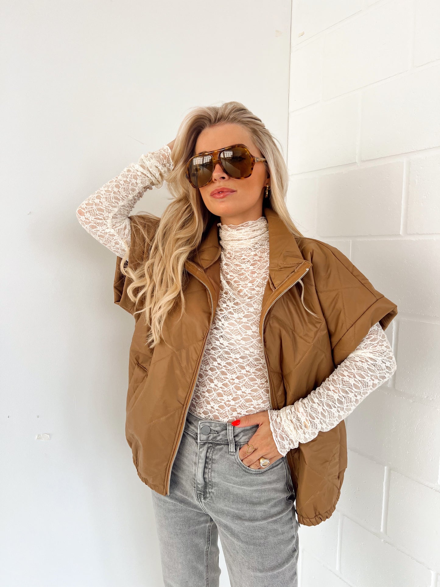 Gewatteerde Vest Camel