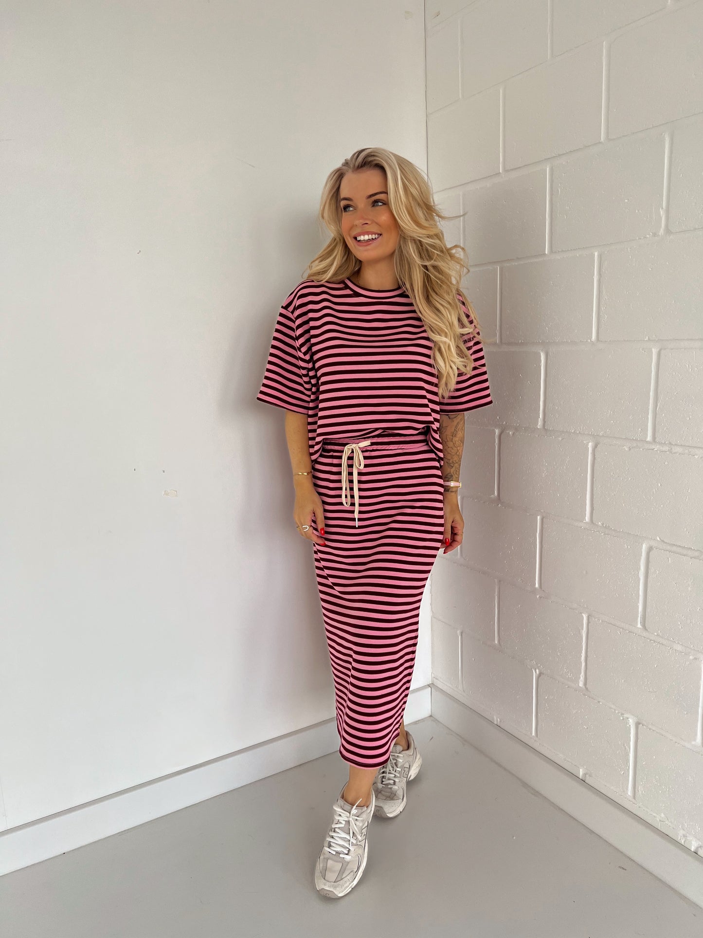 Set (t-shirt + rok) Stripe Bordeaux