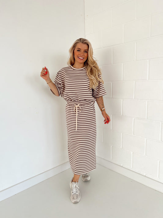 Set (t-shirt + rok) Stripe Taupe