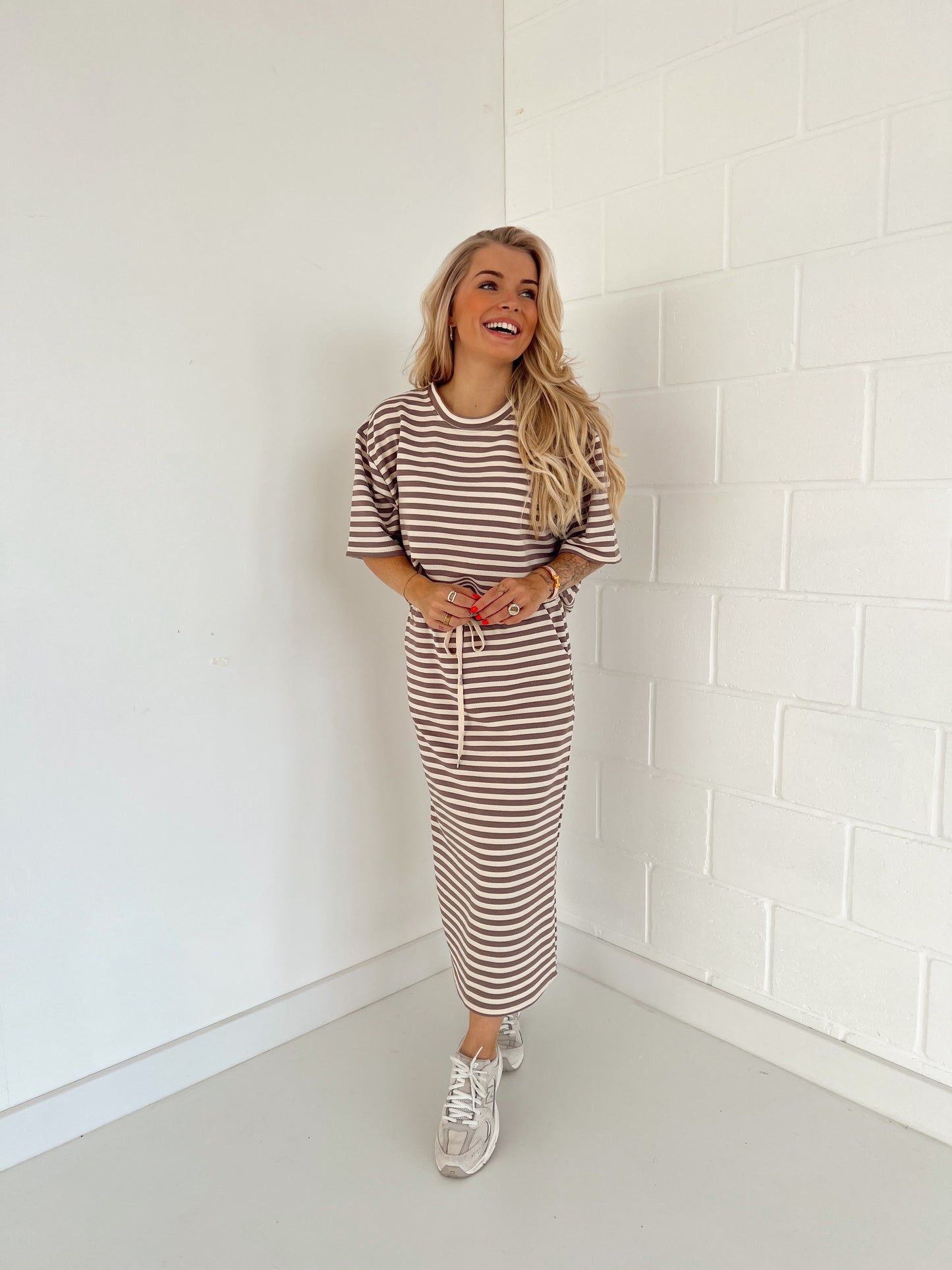 Set (t-shirt + rok) Stripe Taupe