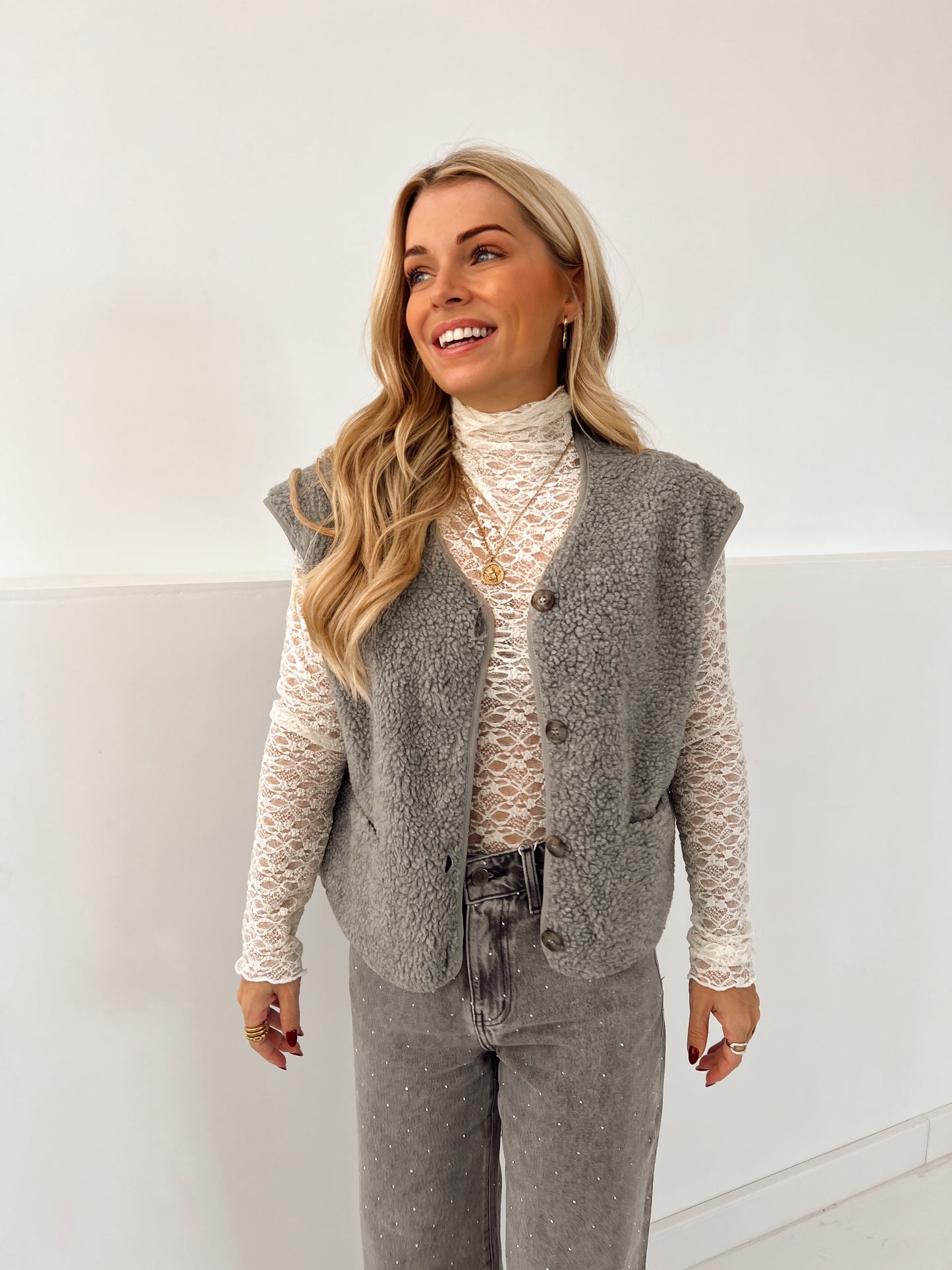 Noa Teddy Gilet Grijs (Last one!)