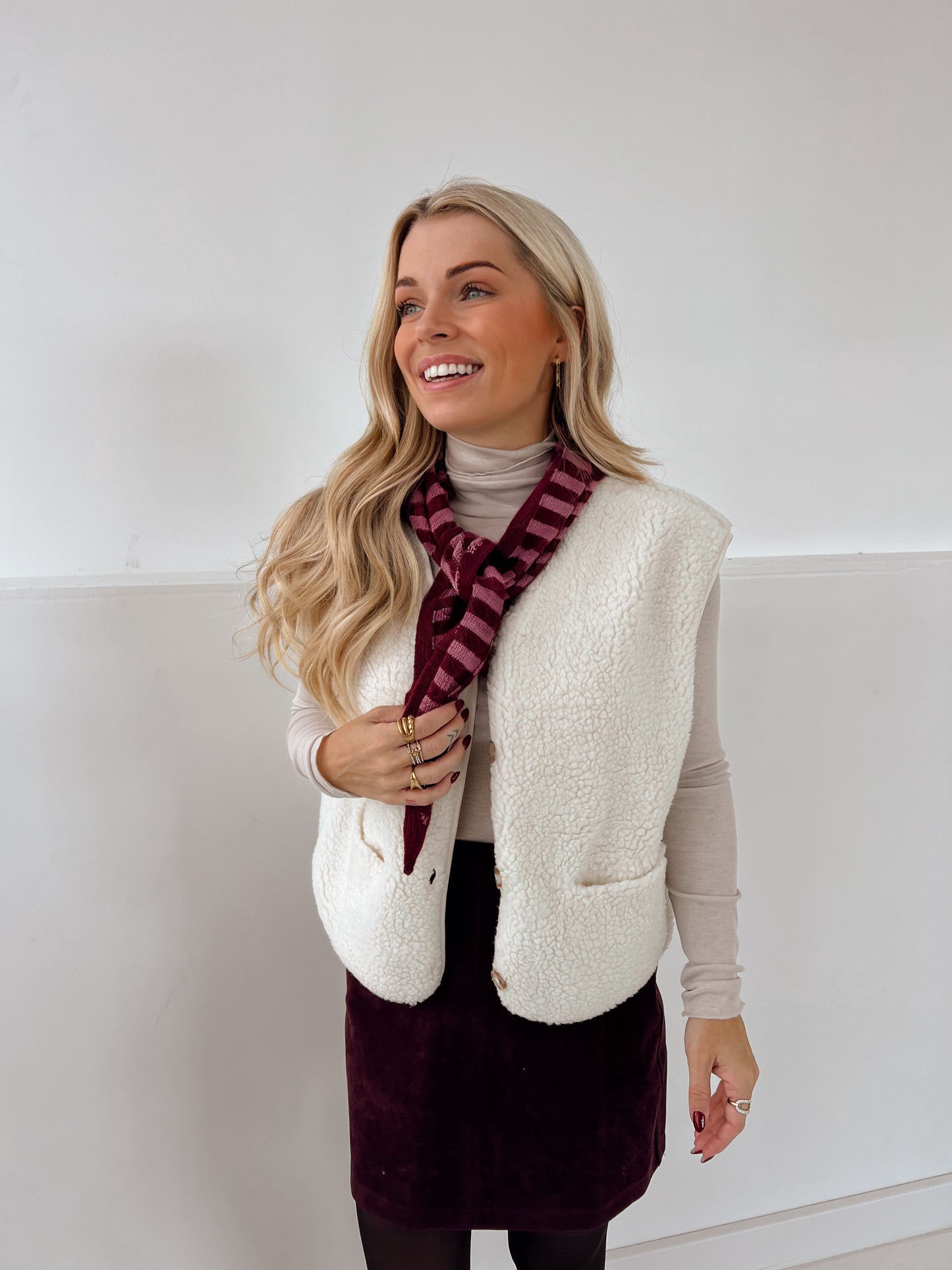 Cashmere Sjaaltje Bordeaux/Roze