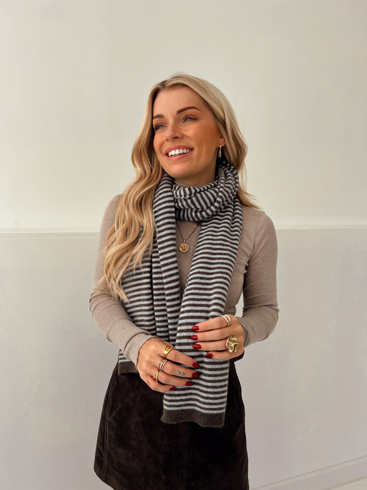 Cashmere Stripe Sjaal Bruin/Blauw