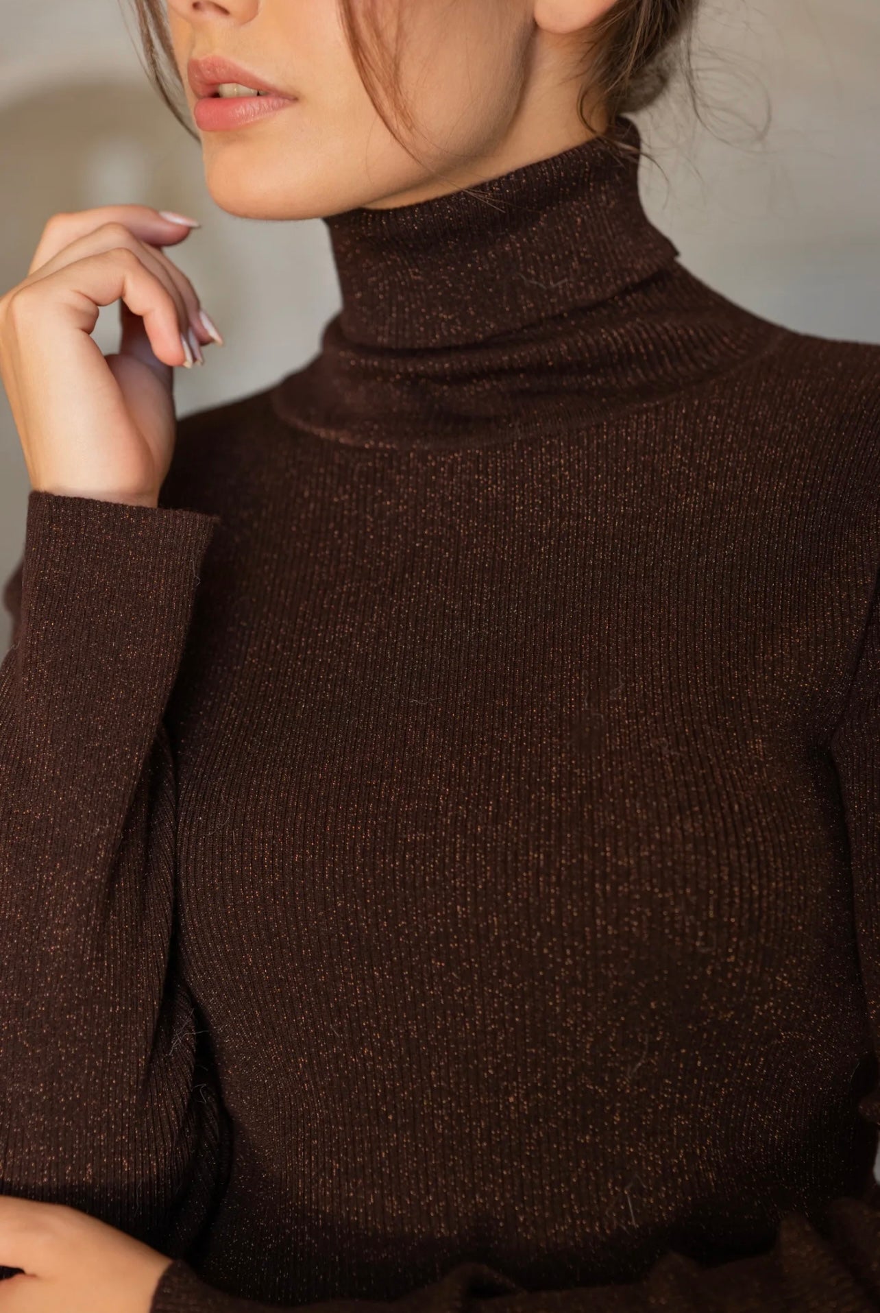 Rolkraag Lurex Bruin (Last one!)