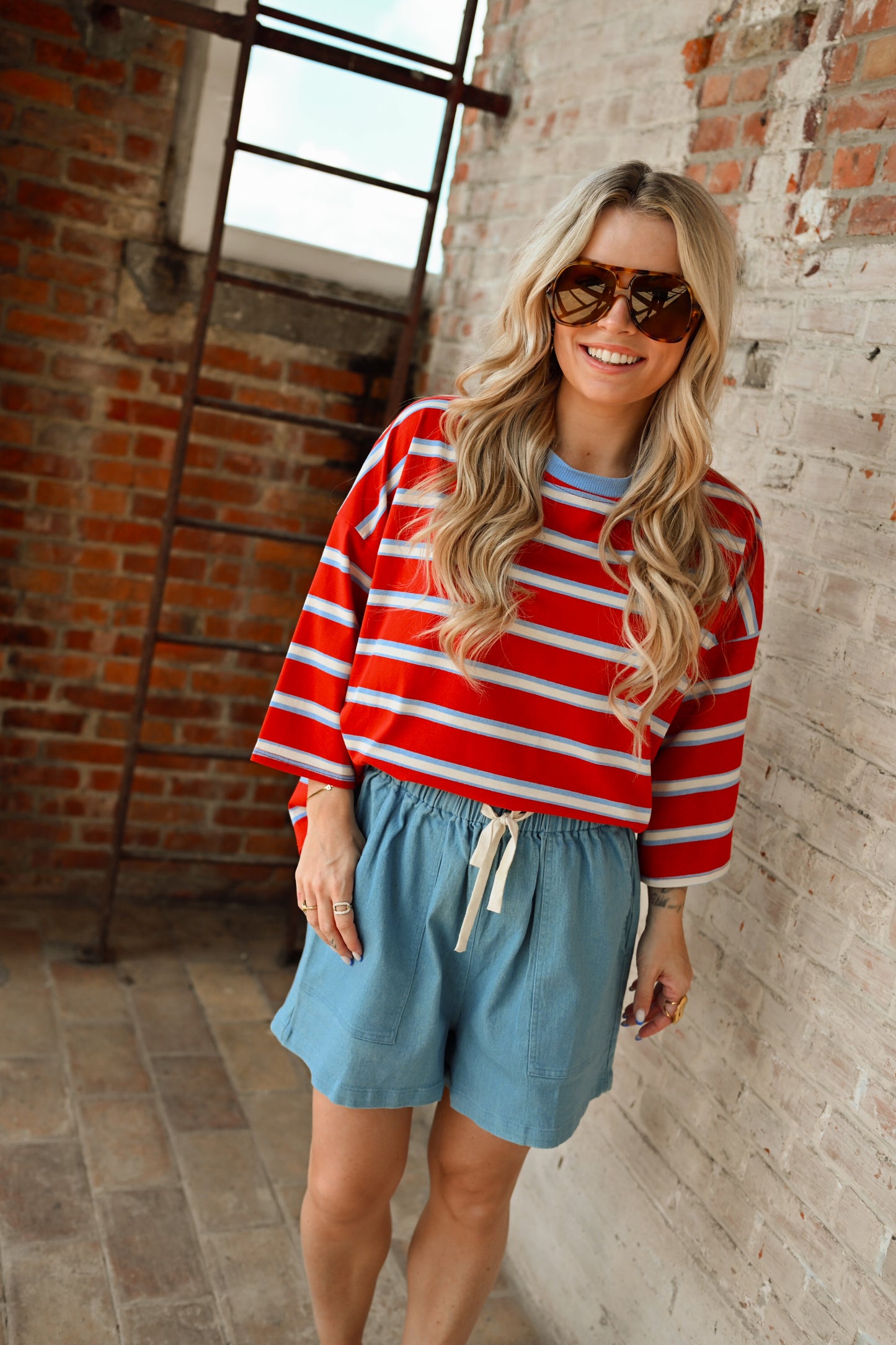 Maelle Striped T-Shirt - Rood (Last one!)