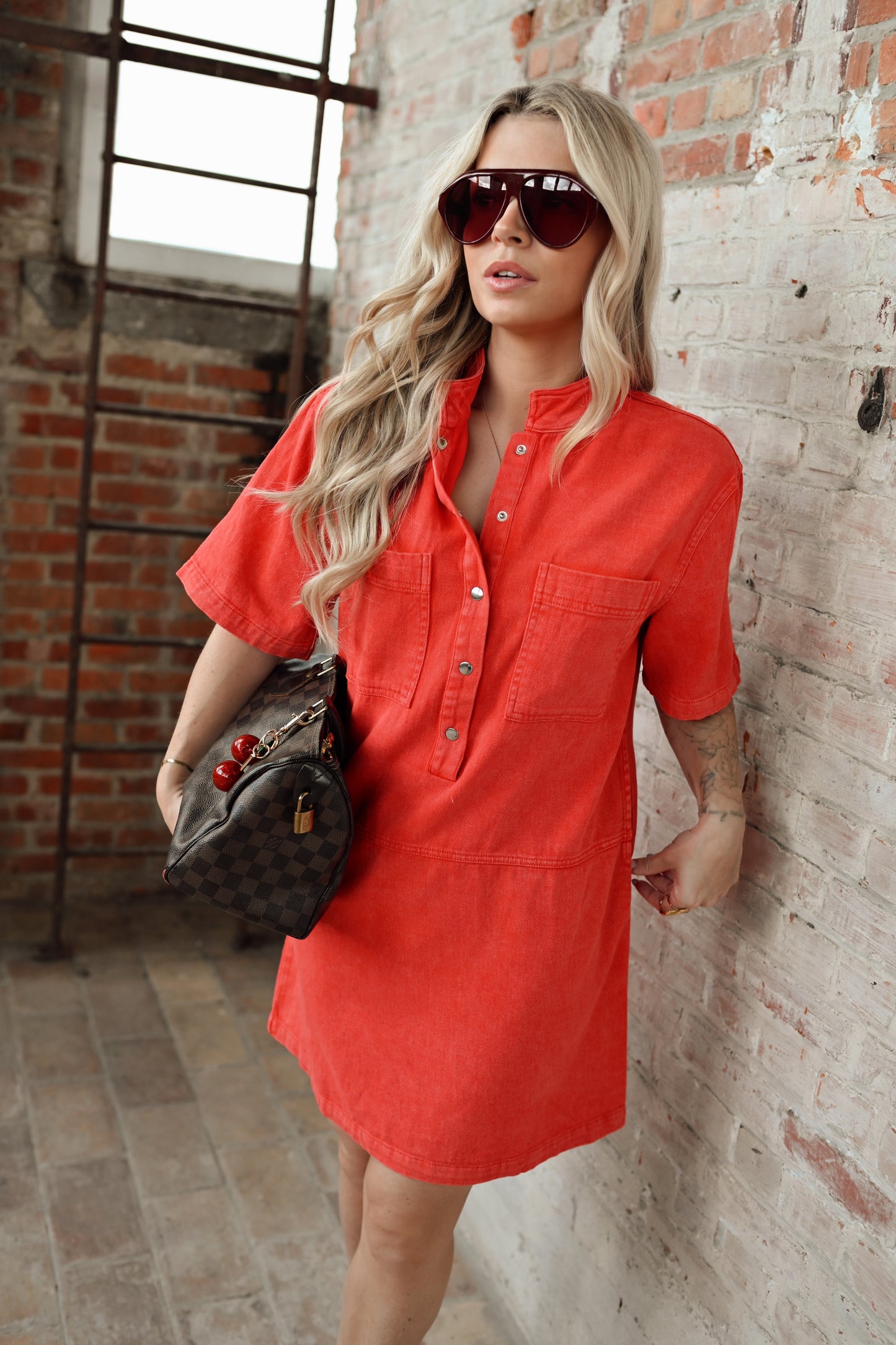Suze Denim Jurk - Rood (Last one!)