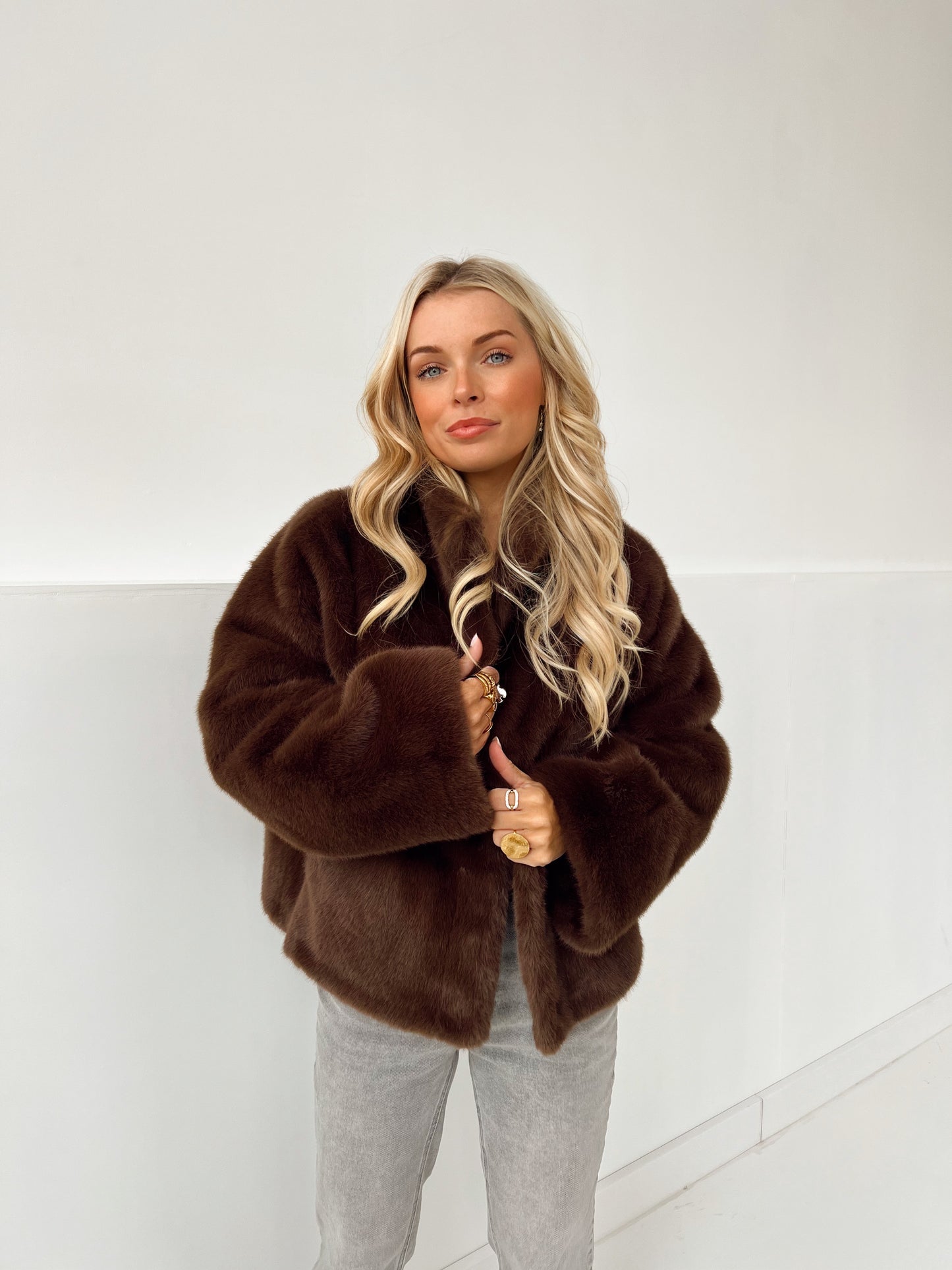 Amelie Faux Fur Jas Bruin