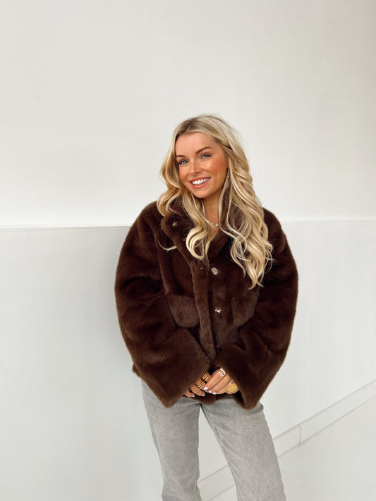 Amelie Faux Fur Jas Bruin