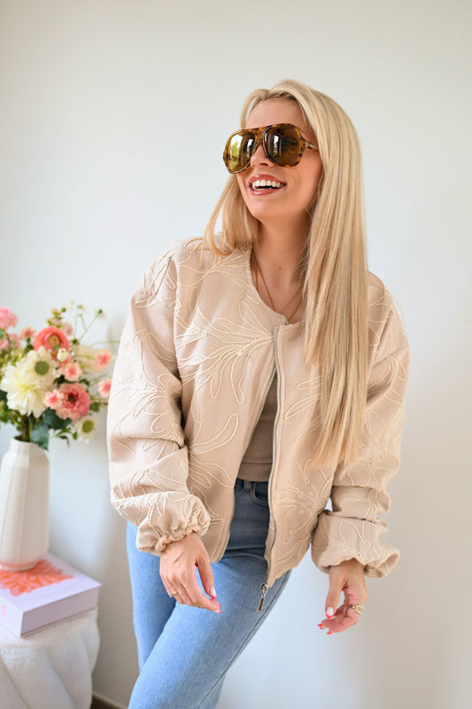 Michelle Velvet Bomber - Beige (Last one!)