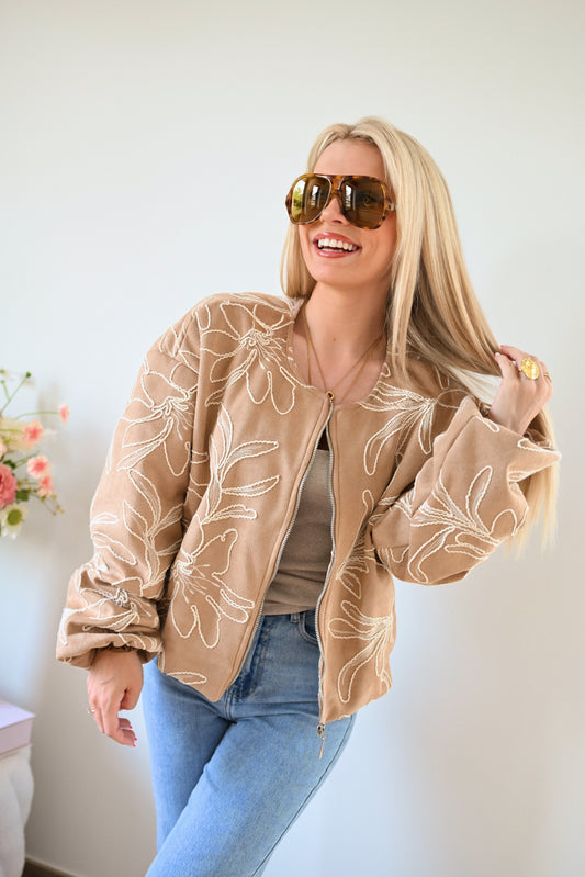 Michelle Velvet Bomber - Camel