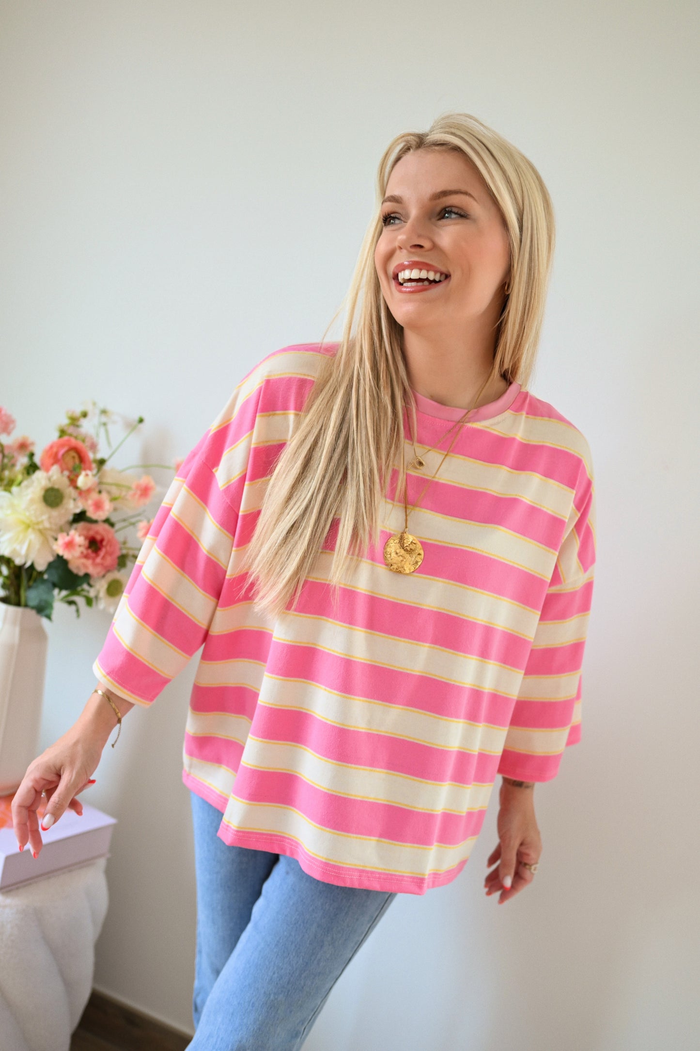 Maelle Striped T-Shirt - Roze