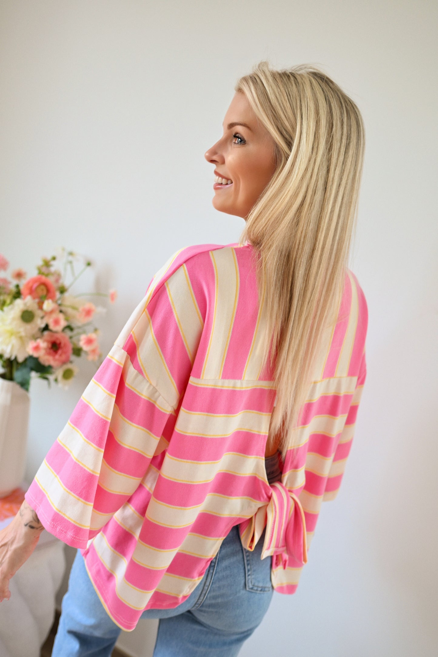 Maelle Striped T-Shirt - Roze