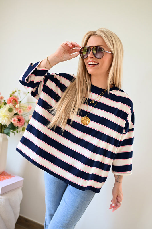 Maelle Striped T-Shirt - Blauw